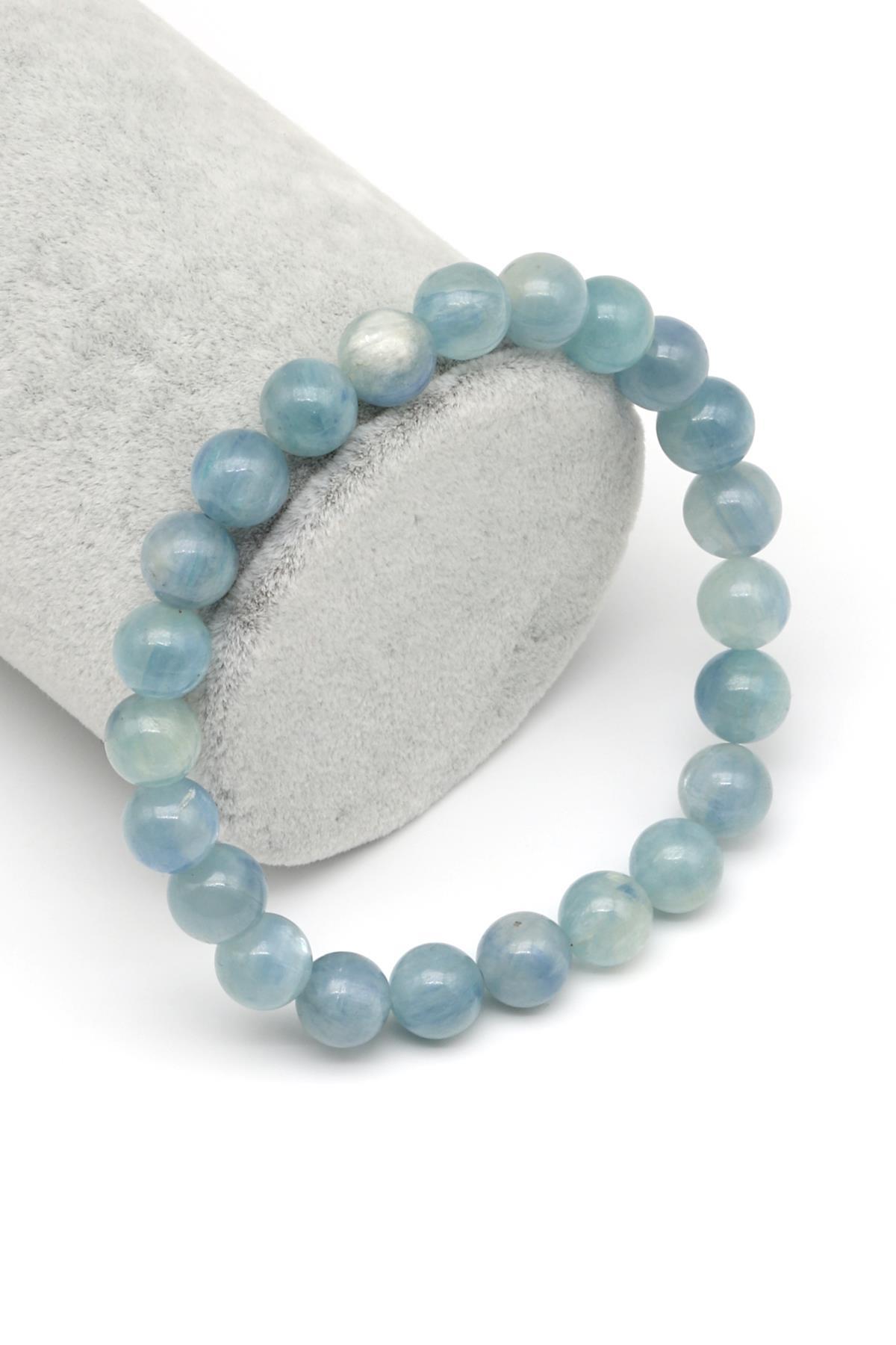 Kyanit Doğal Taş Bileklik 8 mm Küre Kesim