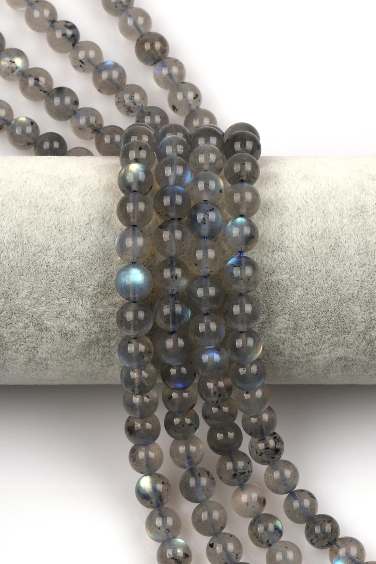 Labradorit ( A Kalite ) Doğal Taş Dizi 8 mm Küre Kesim