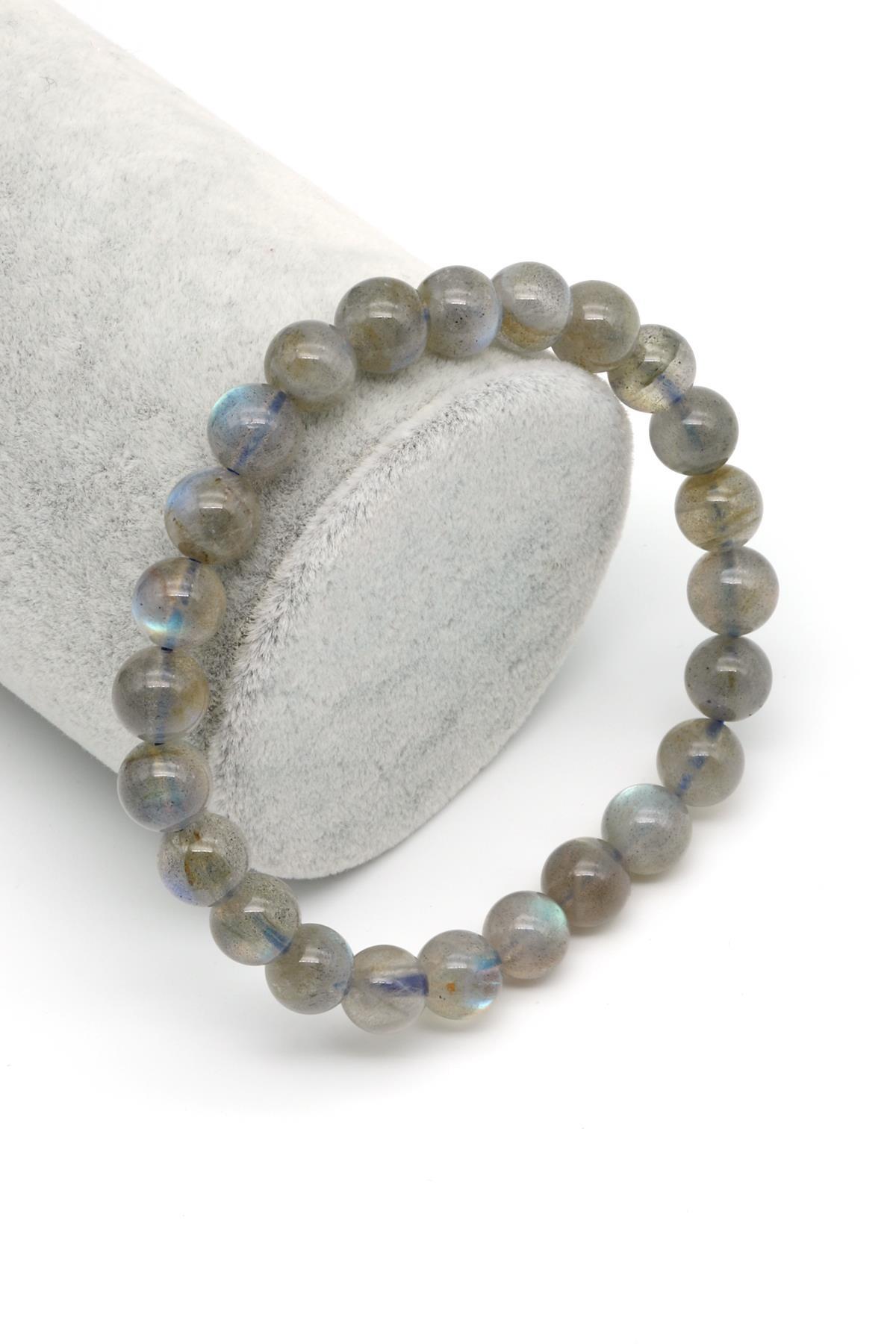 Labradorit ( AA Kalite ) Doğal Taş Bileklik 8 mm Küre Kesim