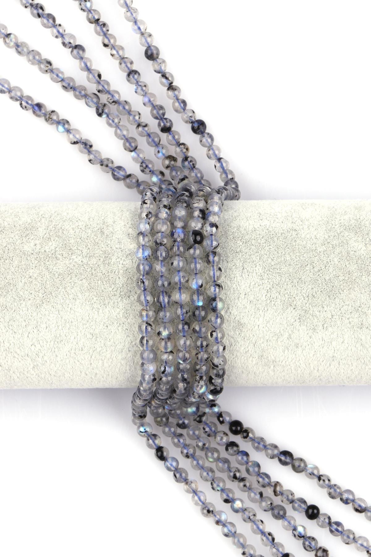 Labradorit ( AA Kalite ) Doğal Taş Dizi 4 mm Küre Kesim