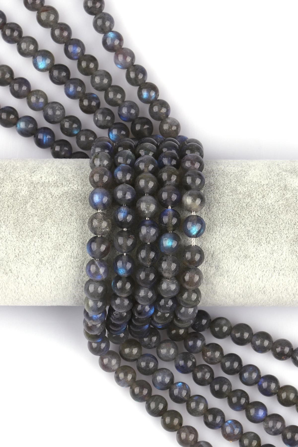 Labradorit ( AA Kalite ) Doğal Taş Dizi 8 mm Küre Kesim