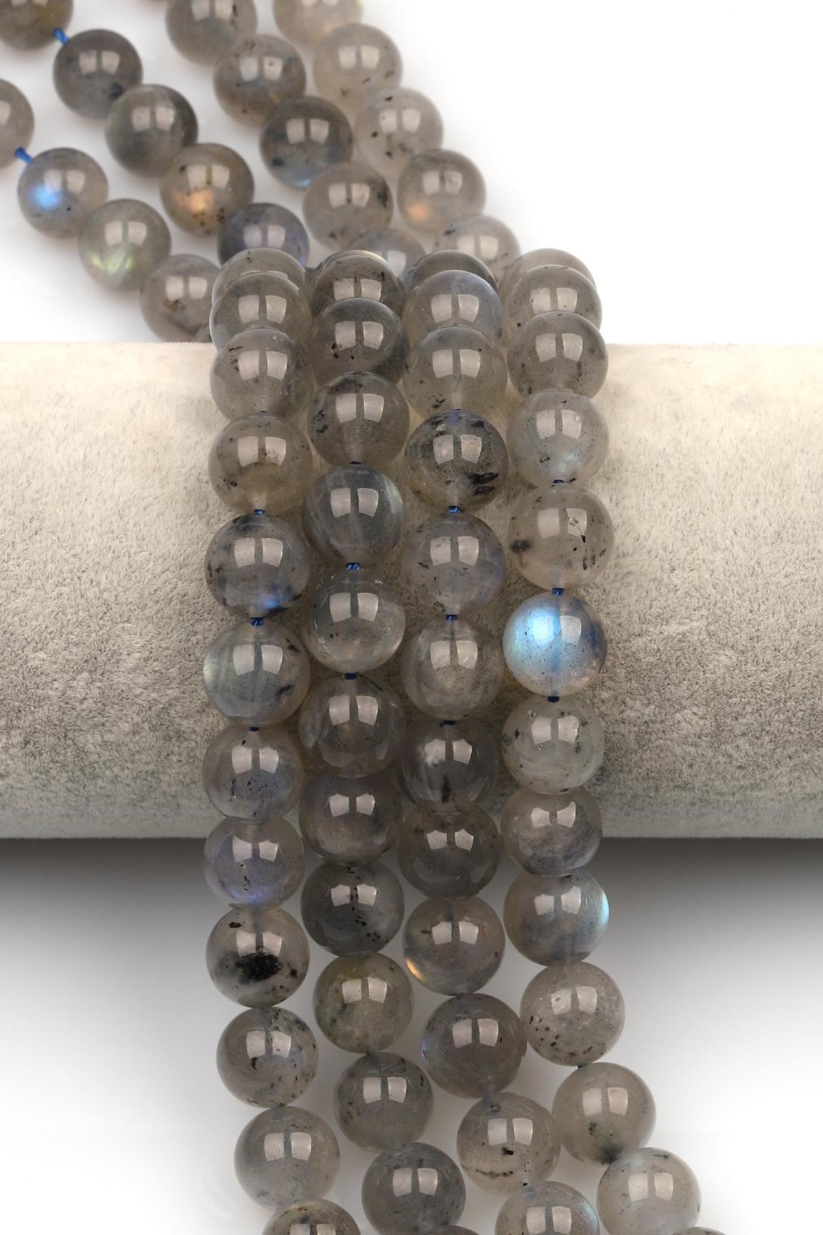 Labradorit (AA Kalite) Doğaltaş Dizi 10 mm Küre Kesim
