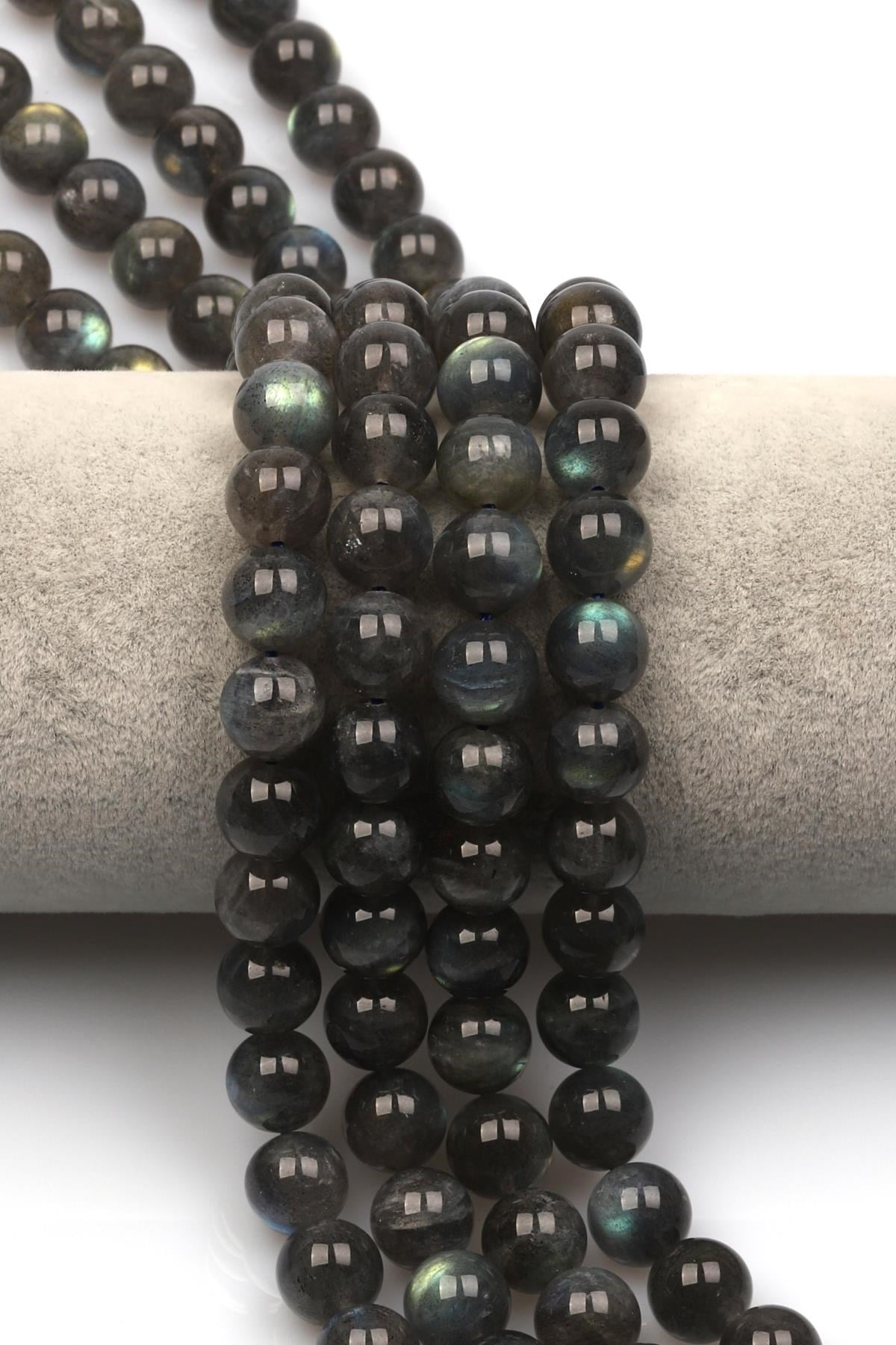 Labradorit (AAA Kalite) Doğal Taş Dizi 10 mm Küre Kesim