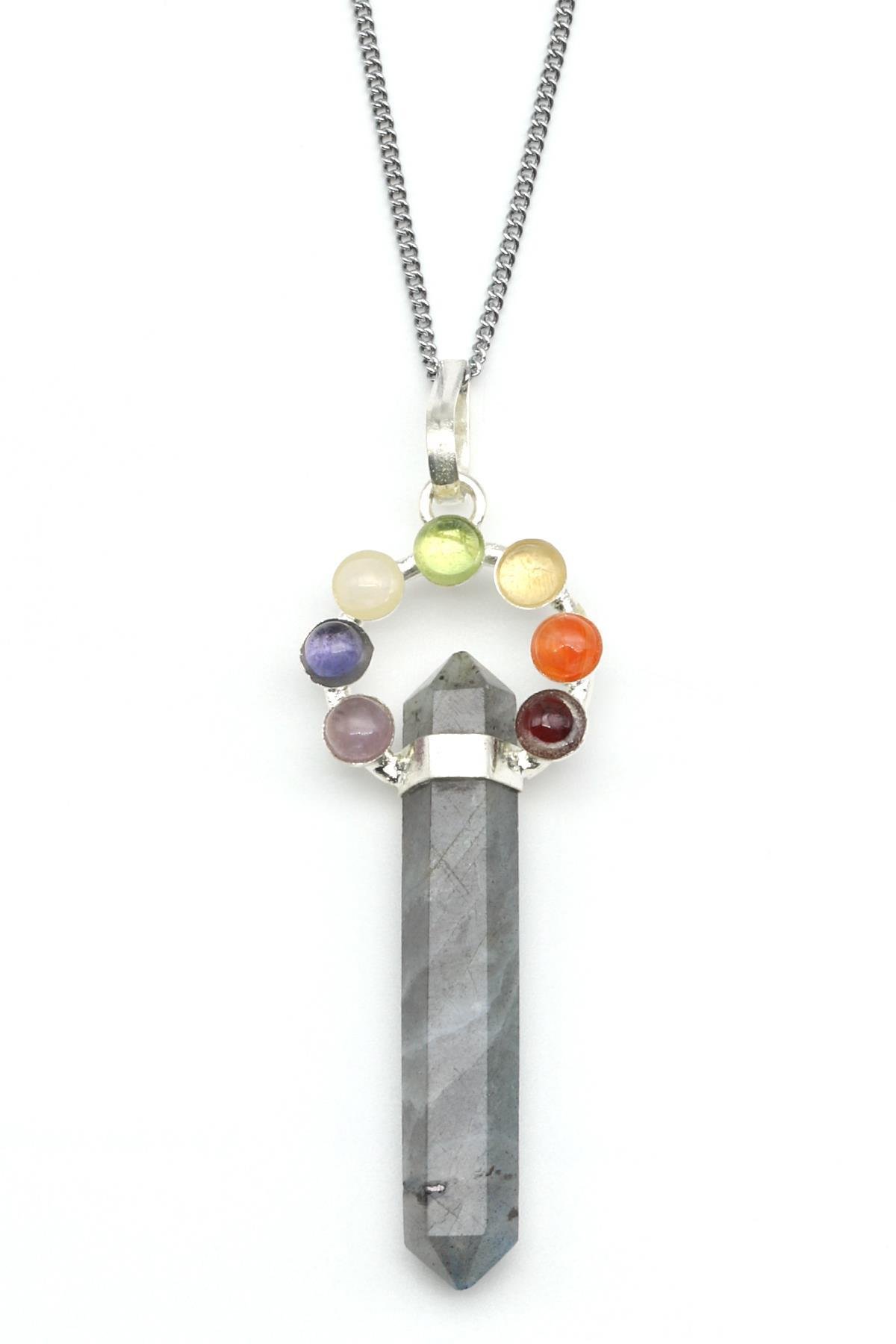 Labradorit - Çakra Doğal Taş Çivi Model Kolye