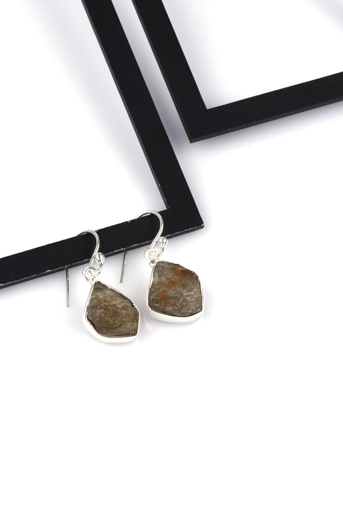 Labradorit Doğal Taş 925 Ayar Gümüş Küpe