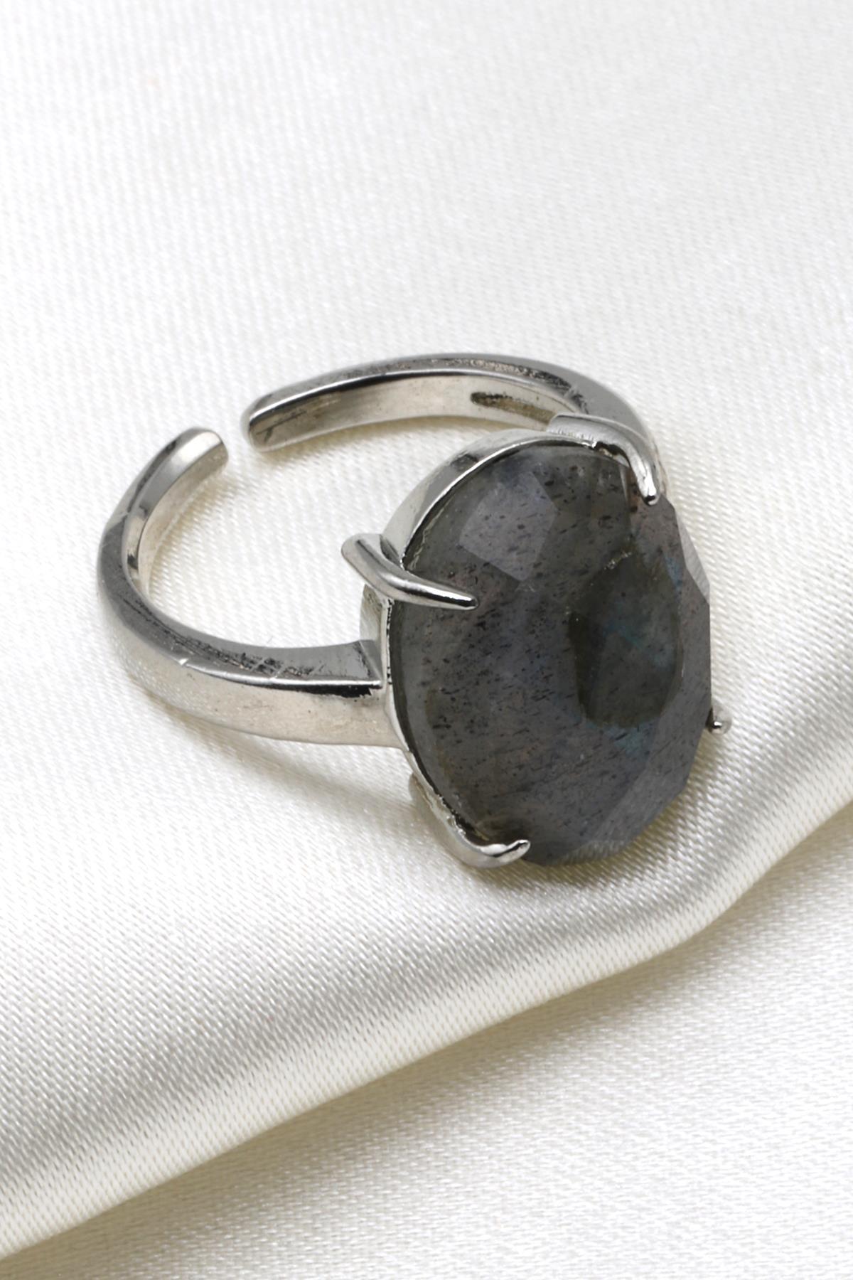 Labradorit Doğal Taş Ayarlanabilir Yüzük