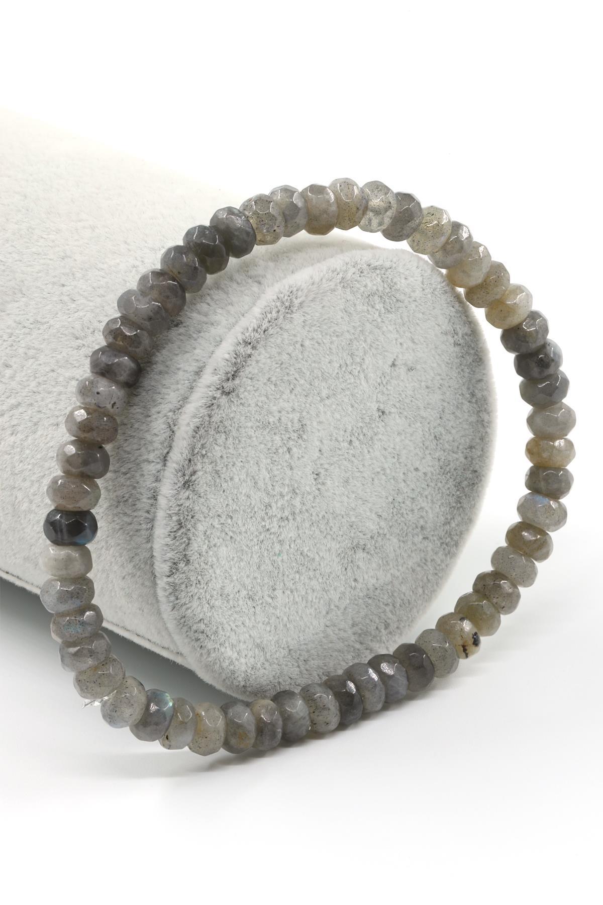 Labradorit Doğal Taş Bileklik 4 x 6 mm Fasetli Rondel Kesim