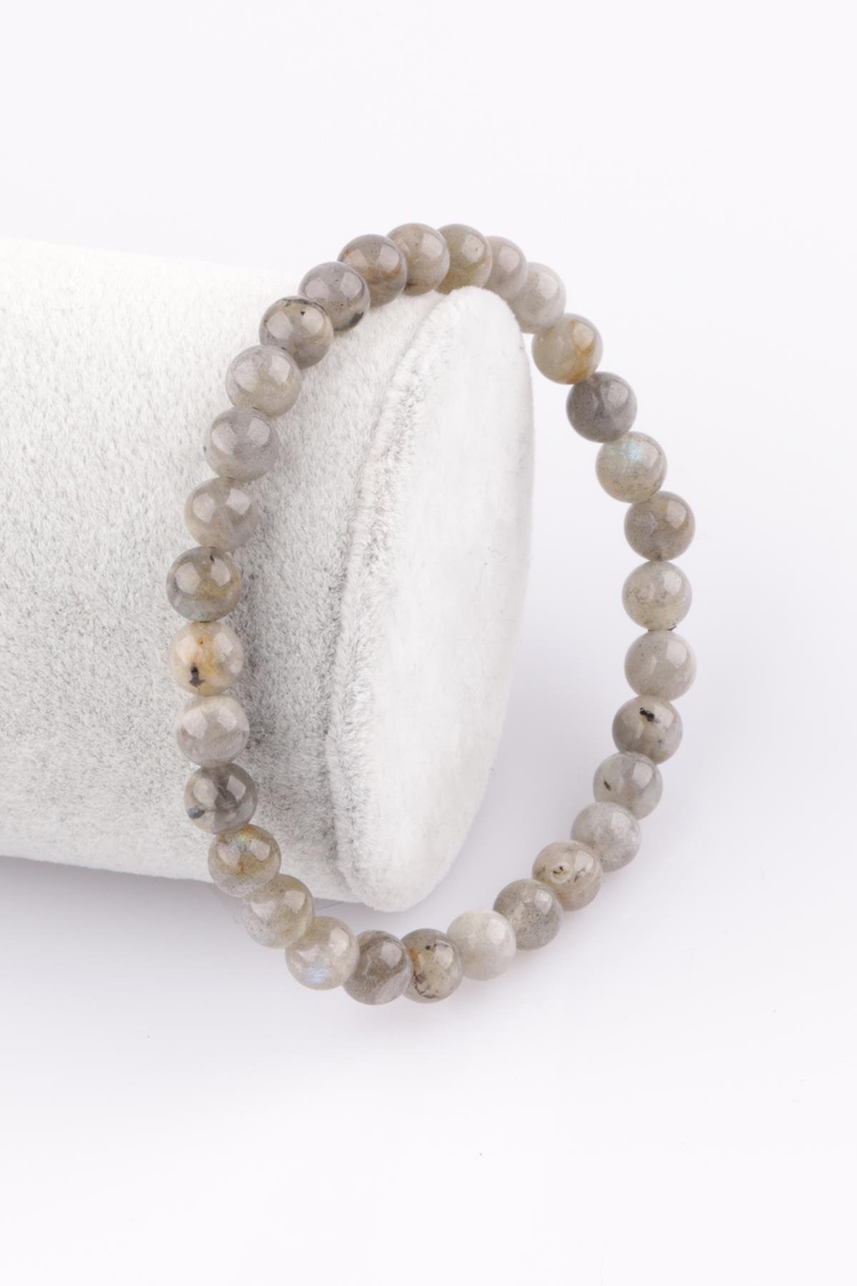 Labradorit Doğal Taş Bileklik 6 mm Küre Kesim