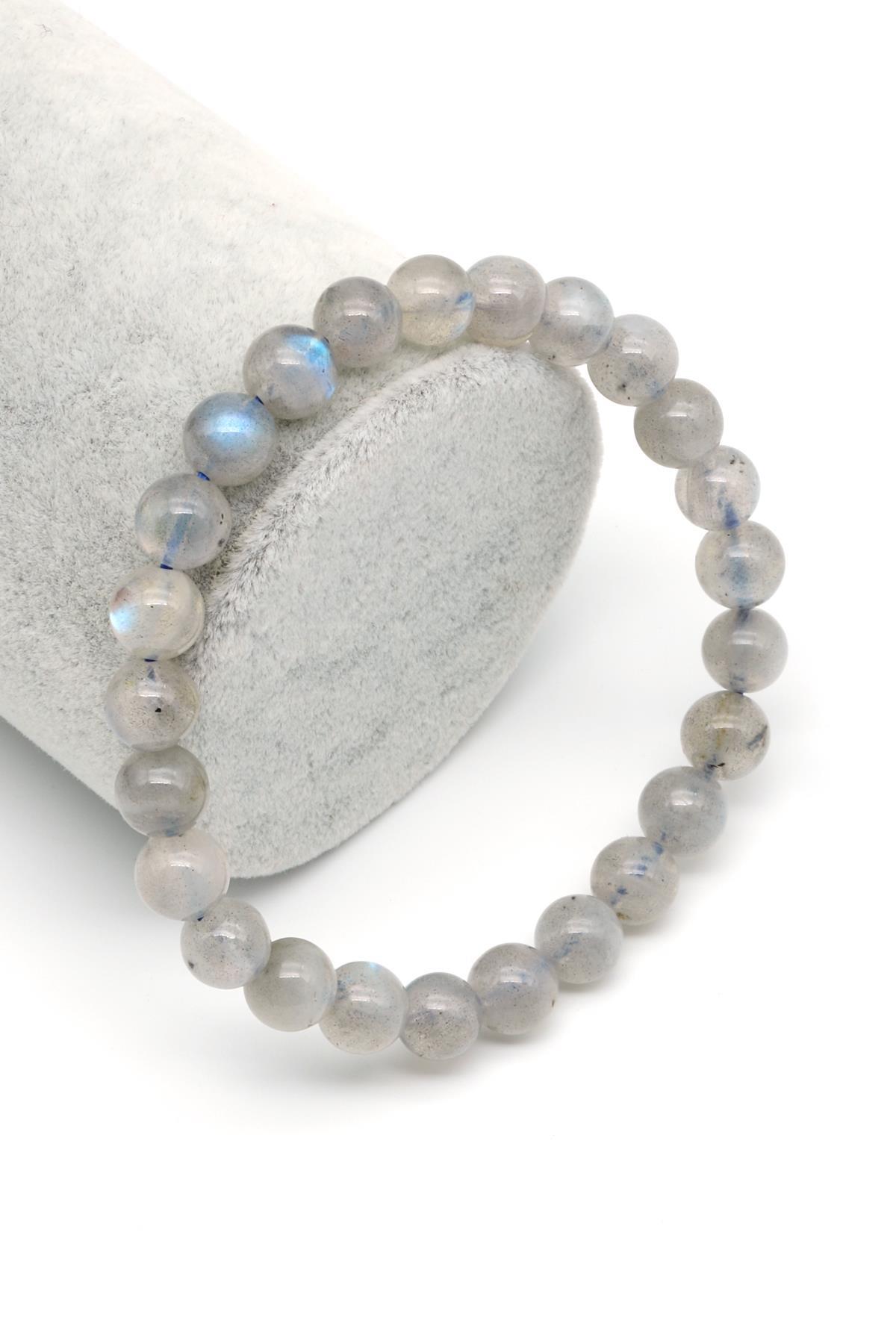 Labradorit Doğal Taş Bileklik 7 mm Küre Kesim