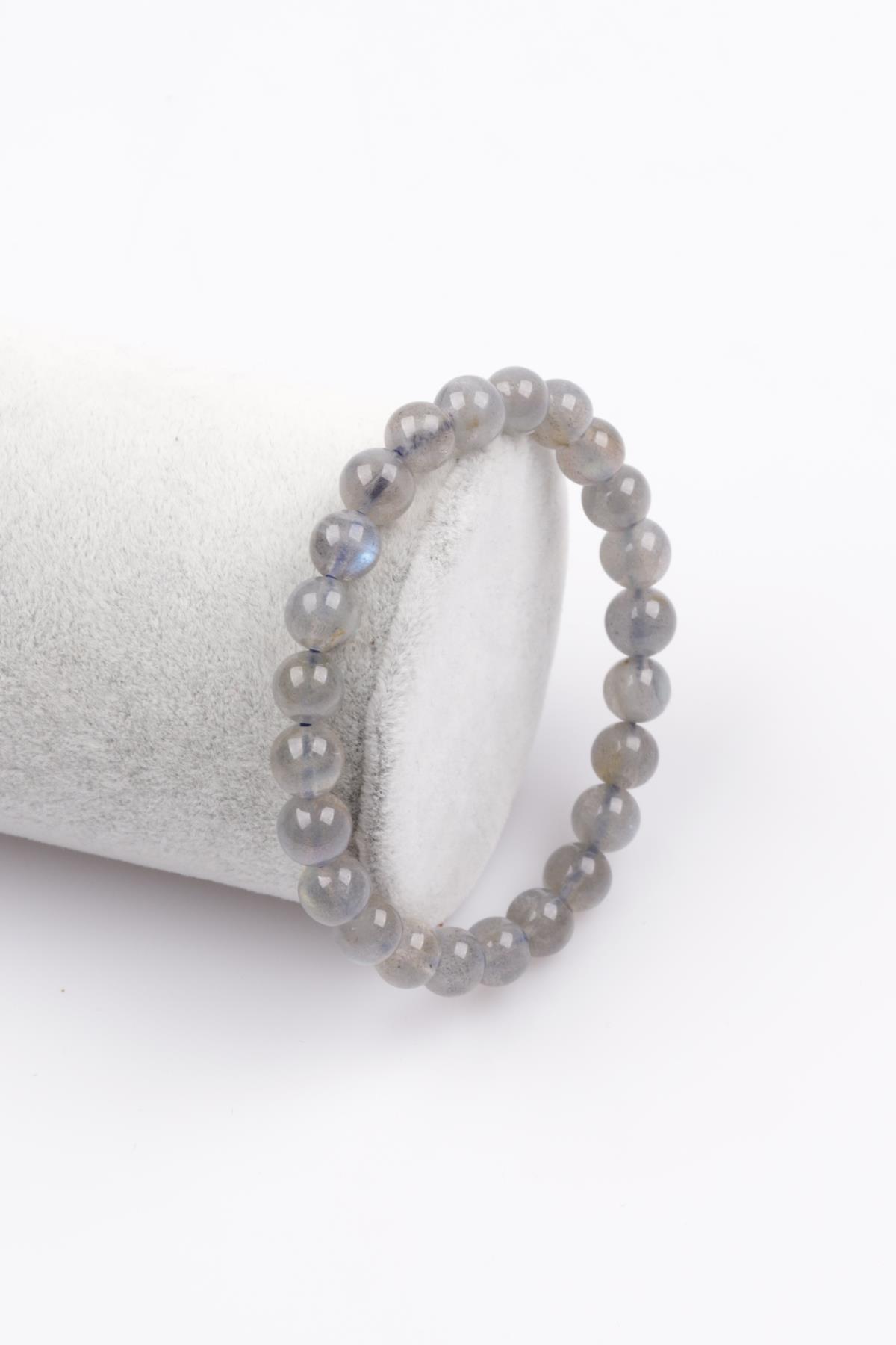Labradorit Doğal Taş Bileklik 7 mm Küre Kesim