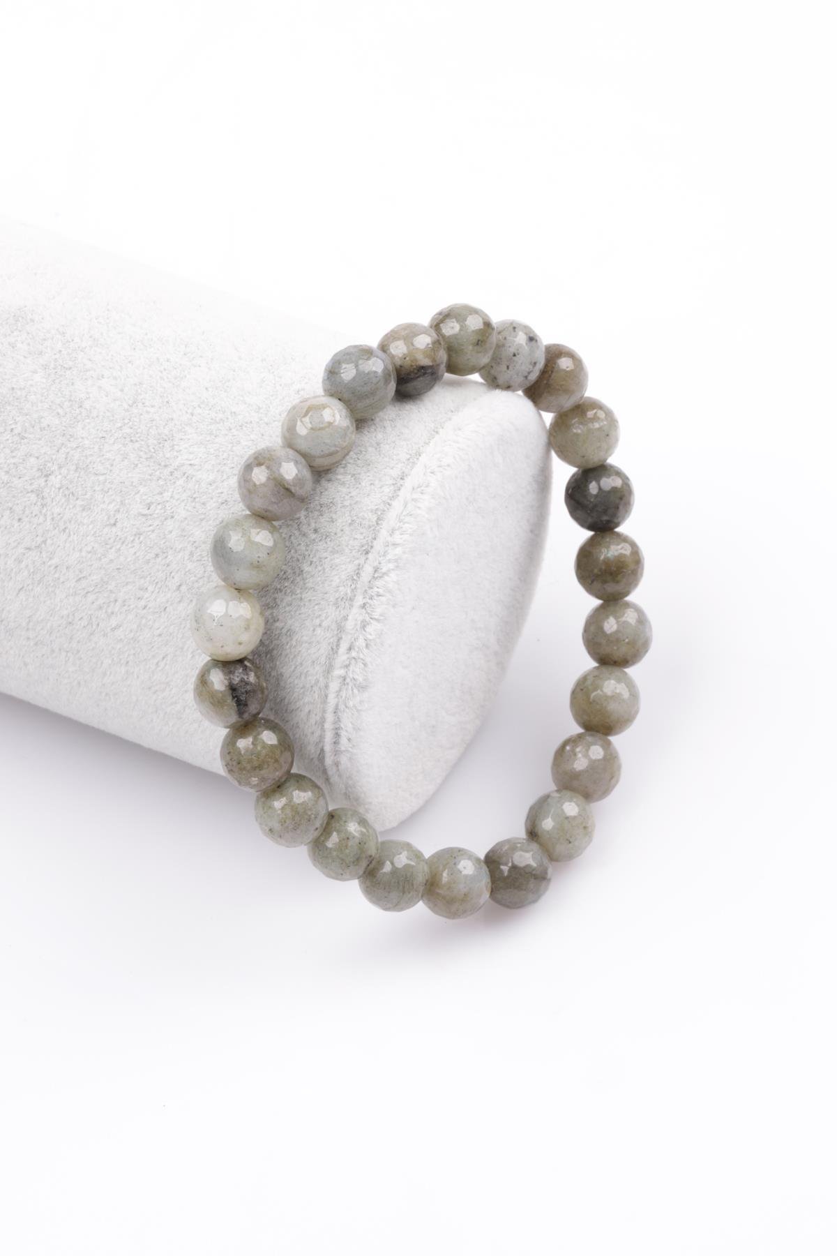 Labradorit Doğal Taş Bileklik 8 mm Fasetli Küre Kesim