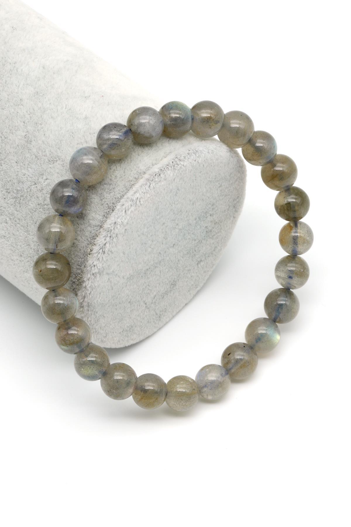 Labradorit Doğal Taş Bileklik 8 mm Küre Kesim