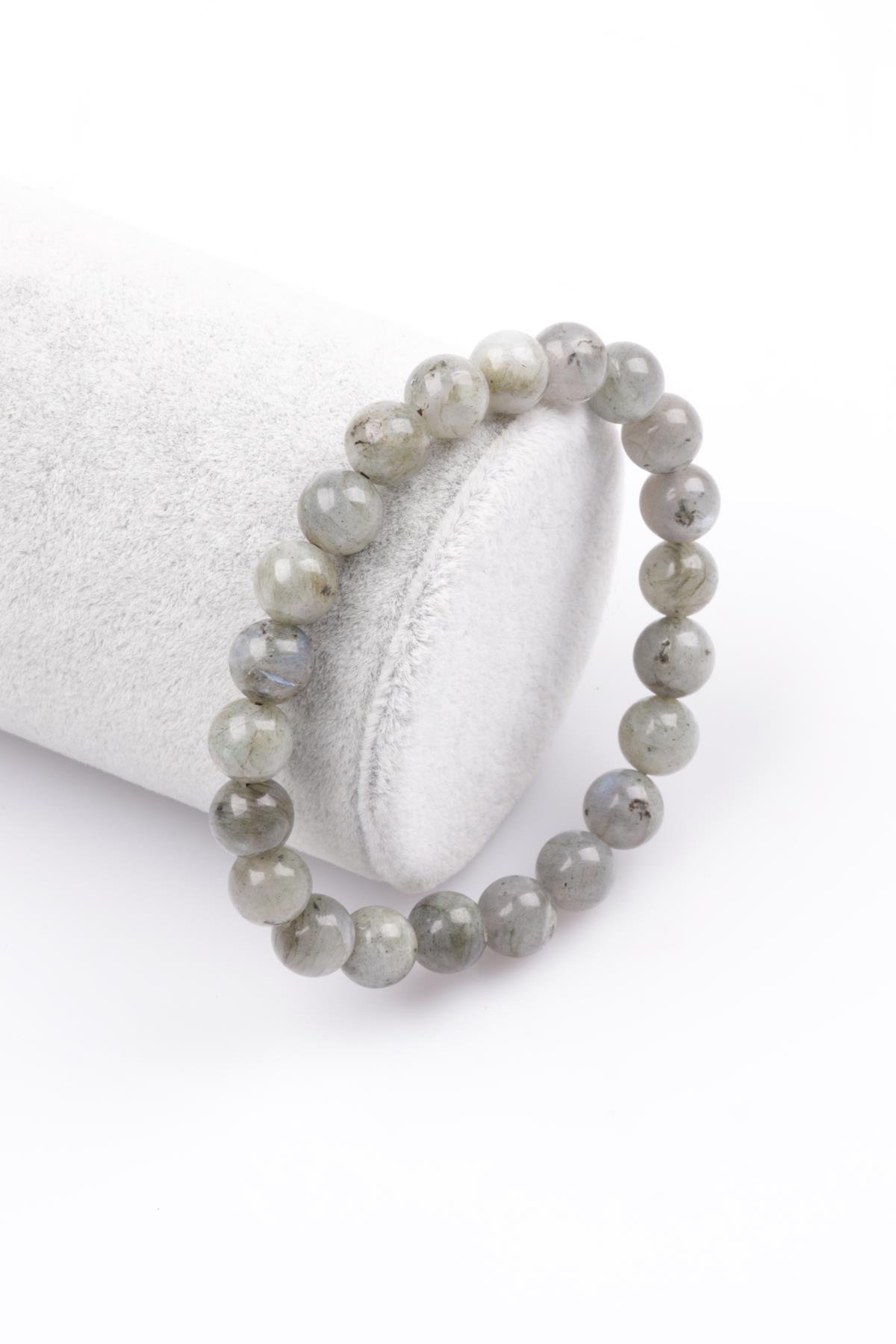 Labradorit Doğal Taş Bileklik 8 mm Küre Kesim