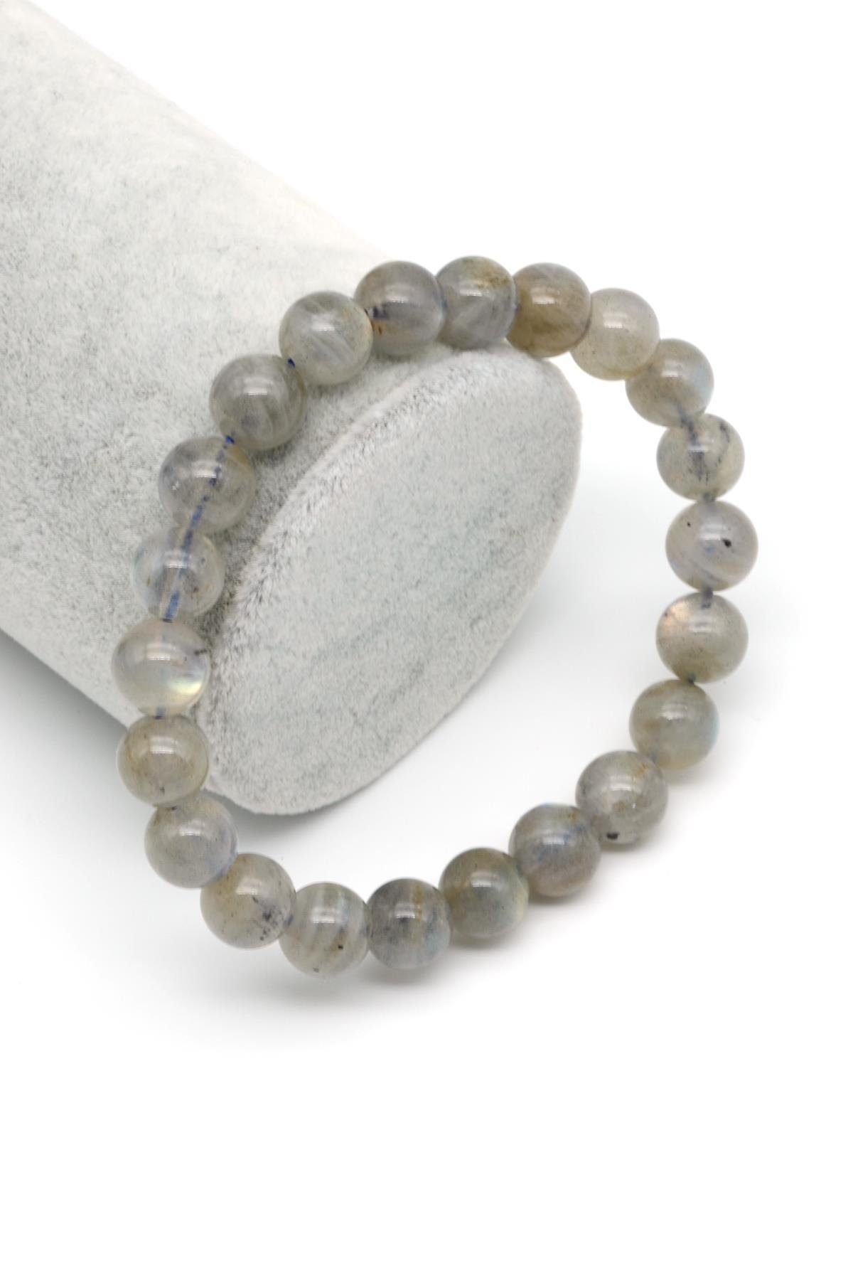 Labradorit Doğal Taş Bileklik 9 mm Küre Kesim