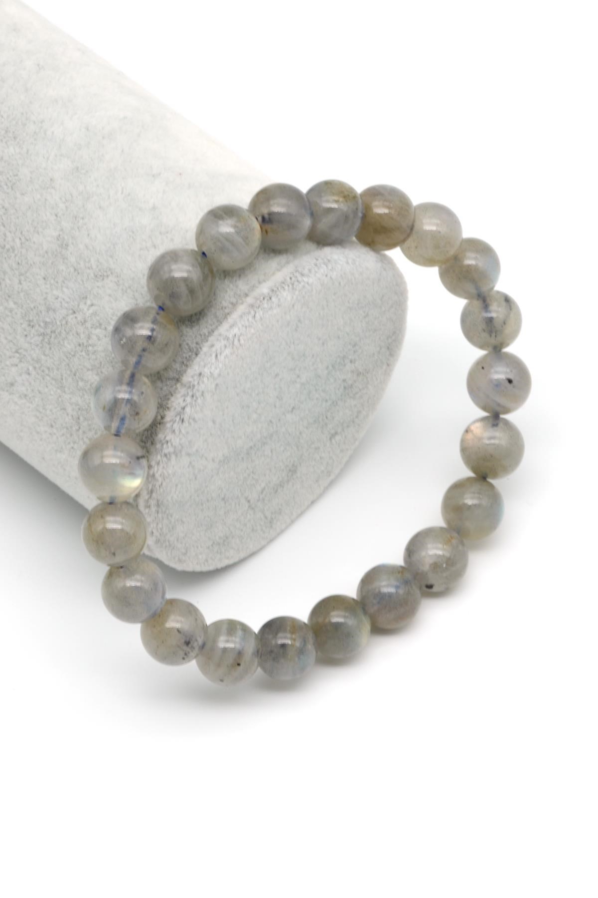 Labradorit Doğal Taş Bileklik 9 mm Küre Kesim