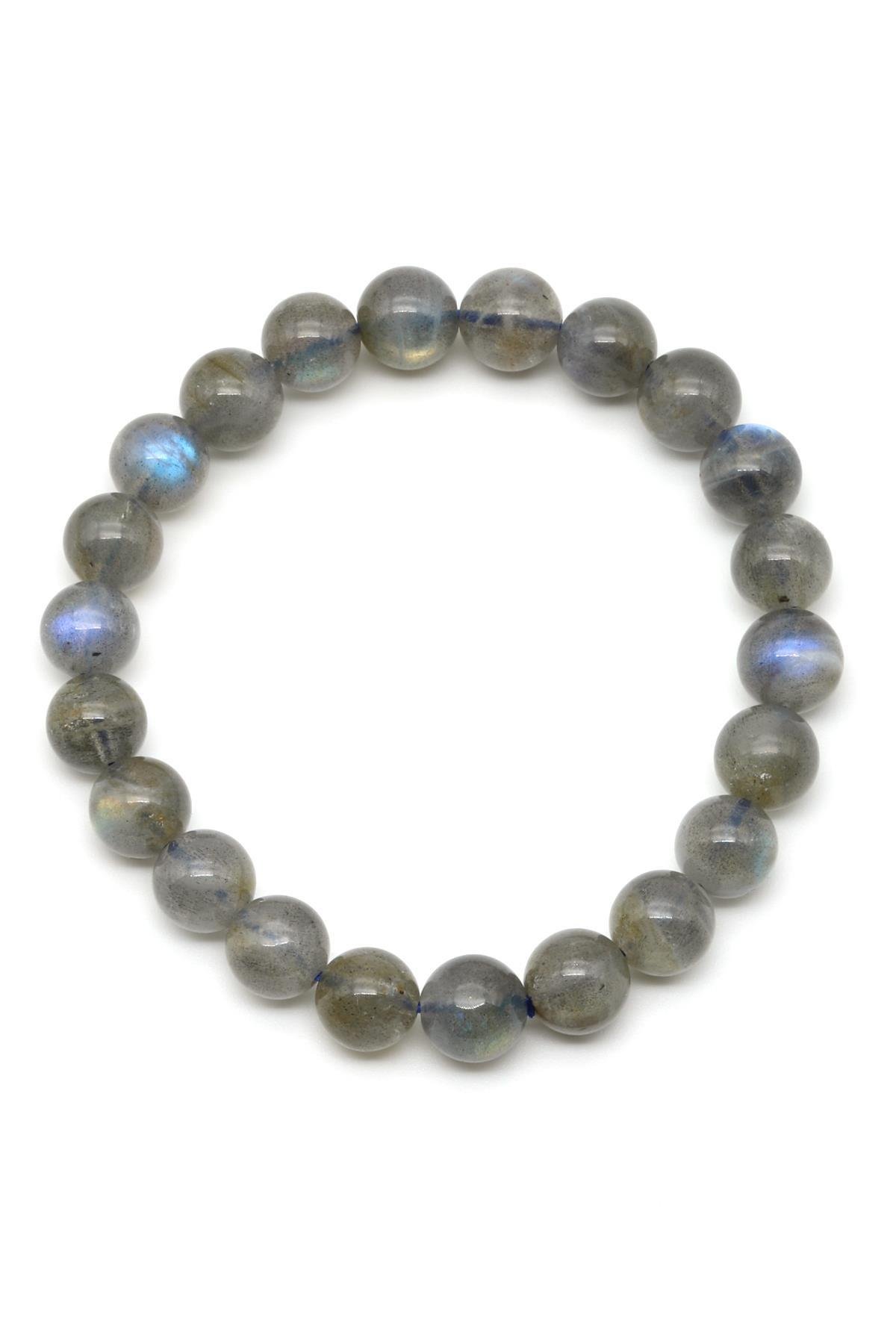 Labradorit Doğal Taş Bileklik 9 mm Küre Kesim