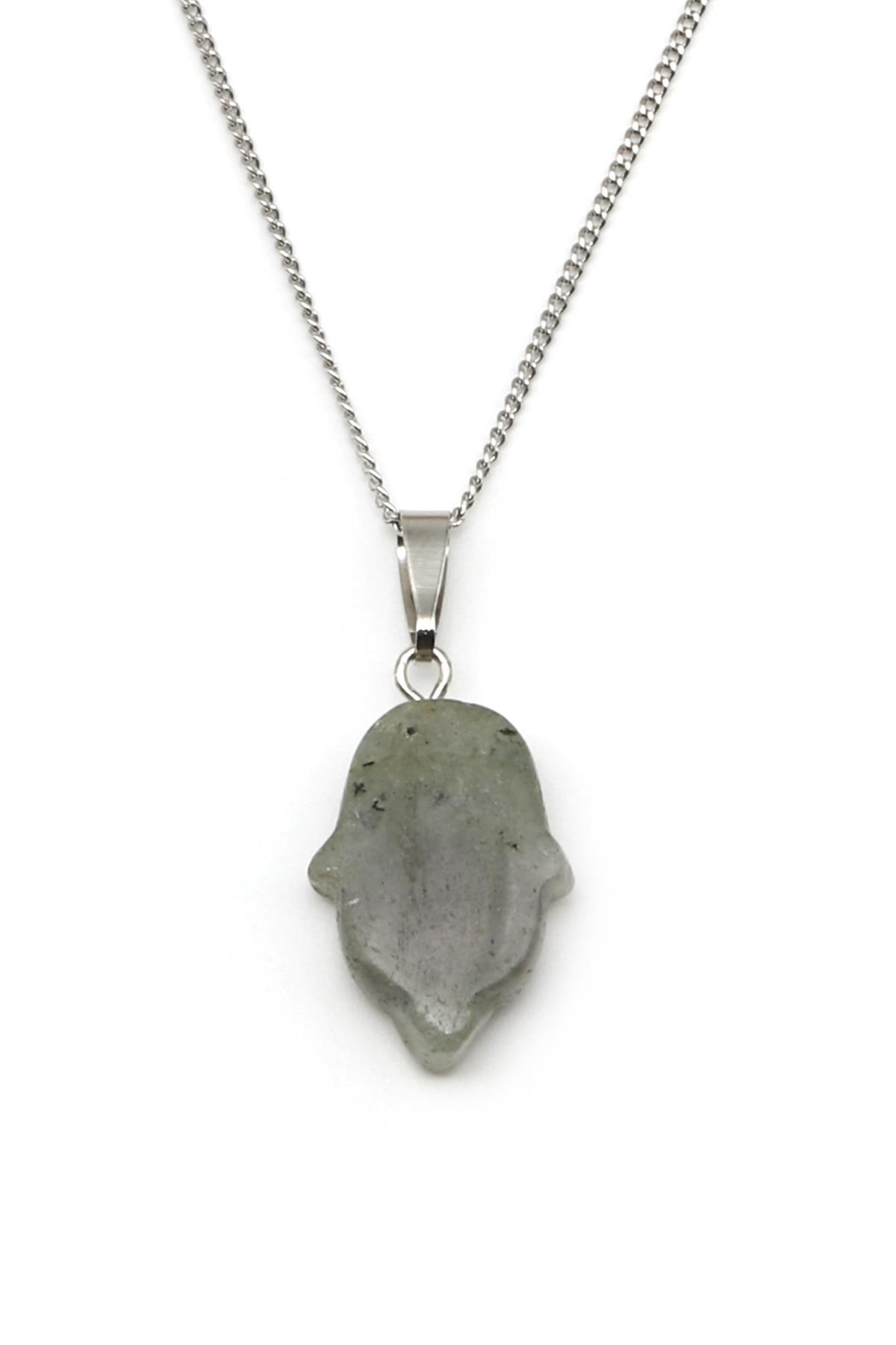 Labradorit Doğal Taş Fatma Ana Eli Kolye