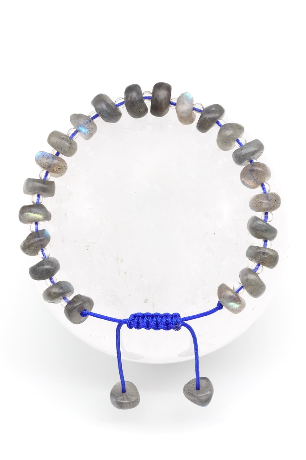 Labradorit Doğal Taş Makrome Örme Bileklik