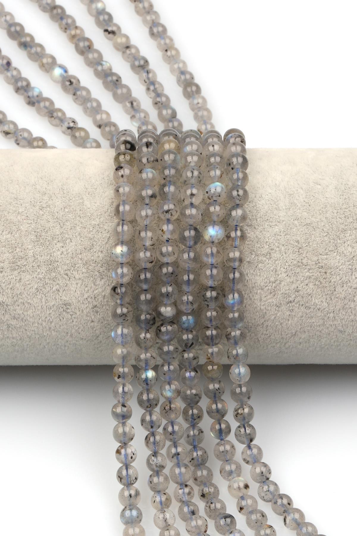 Labradorit Doğaltaş Dizi 5 mm Küre Kesim