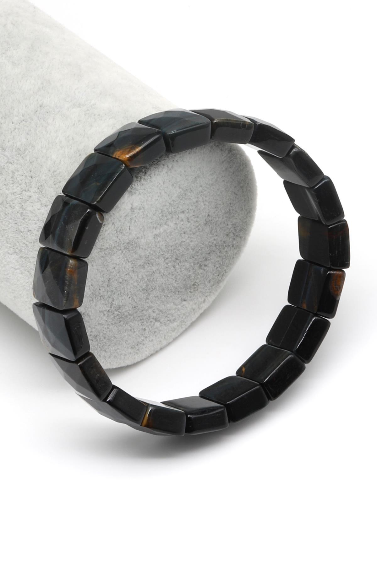 Lacivert Kaplan Gözü Doğal Taş Bileklik 10 x 12 mm Özel Kesim