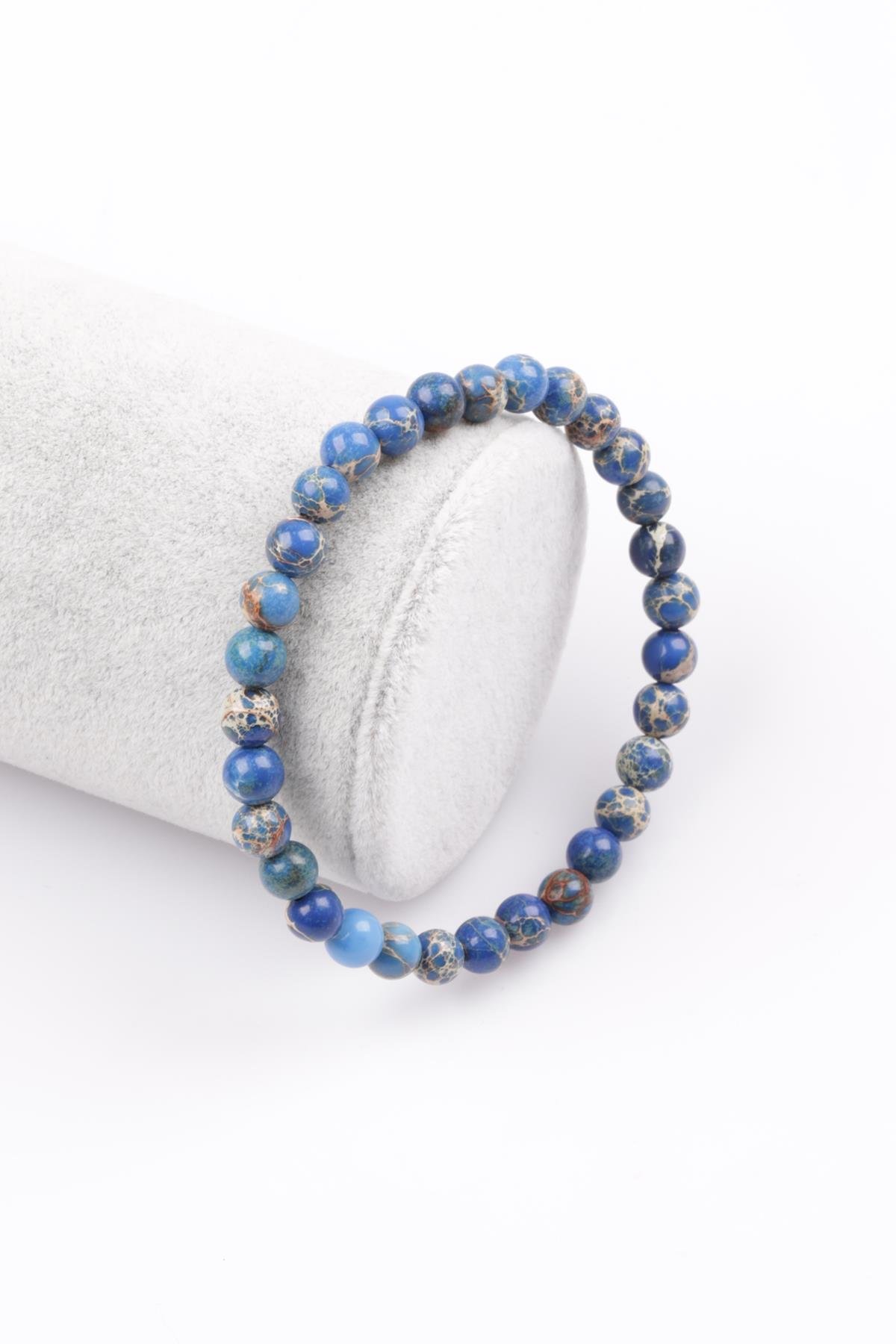 Lacivert Varisit Doğal Taş Bileklik 6 mm Küre Kesim