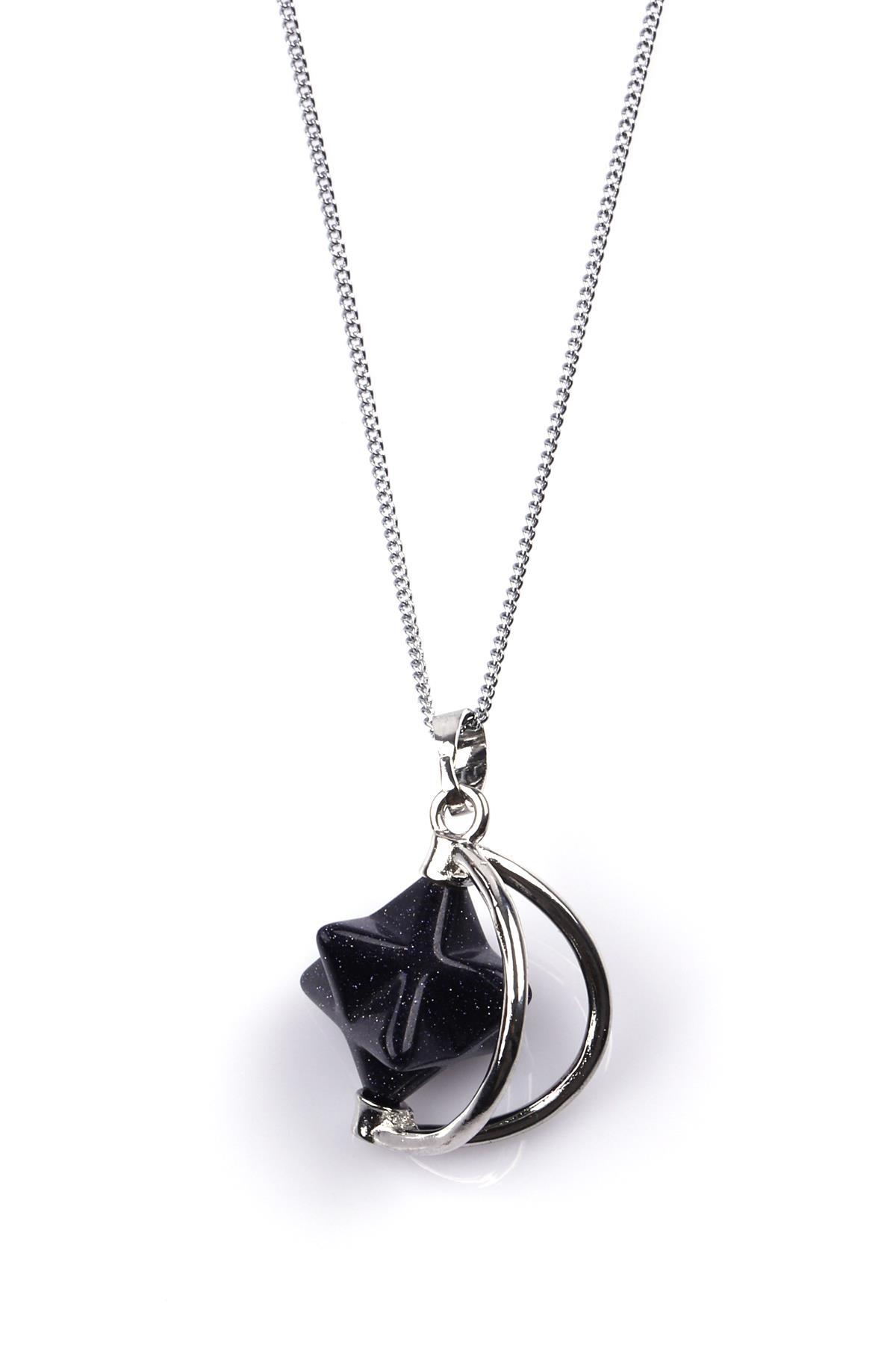 Lacivert Yıldız Taşı Merkaba Kolye 