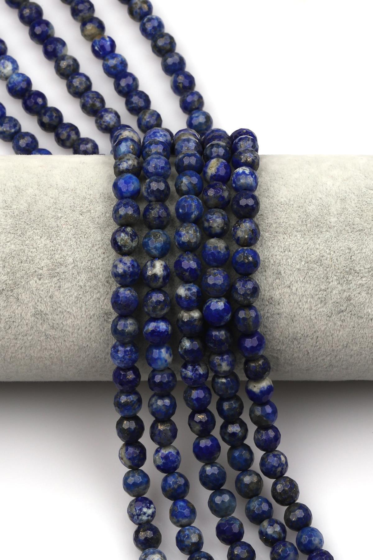 Lapis Lazuli Doğal Taş Dizi 6 mm Fasetli Küre Kesim