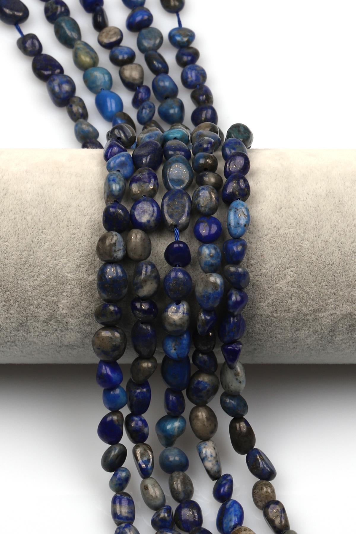 Lapis Lazuli Doğal Taş Dizi 6 x 8 mm Mercimek Kesim