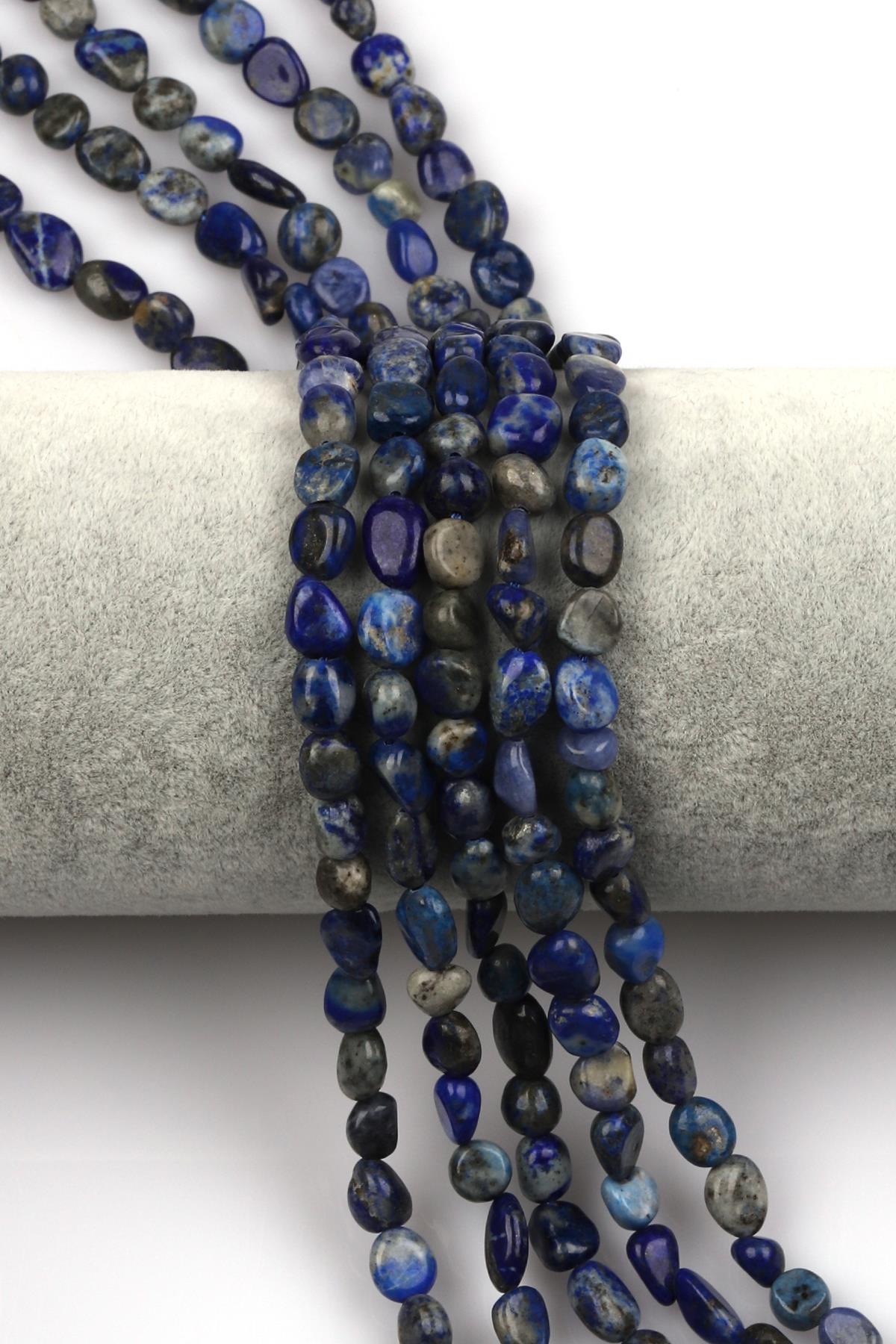 Lapis Lazuli Doğal Taş Dizi 6 x 8 mm Mercimek Kesim