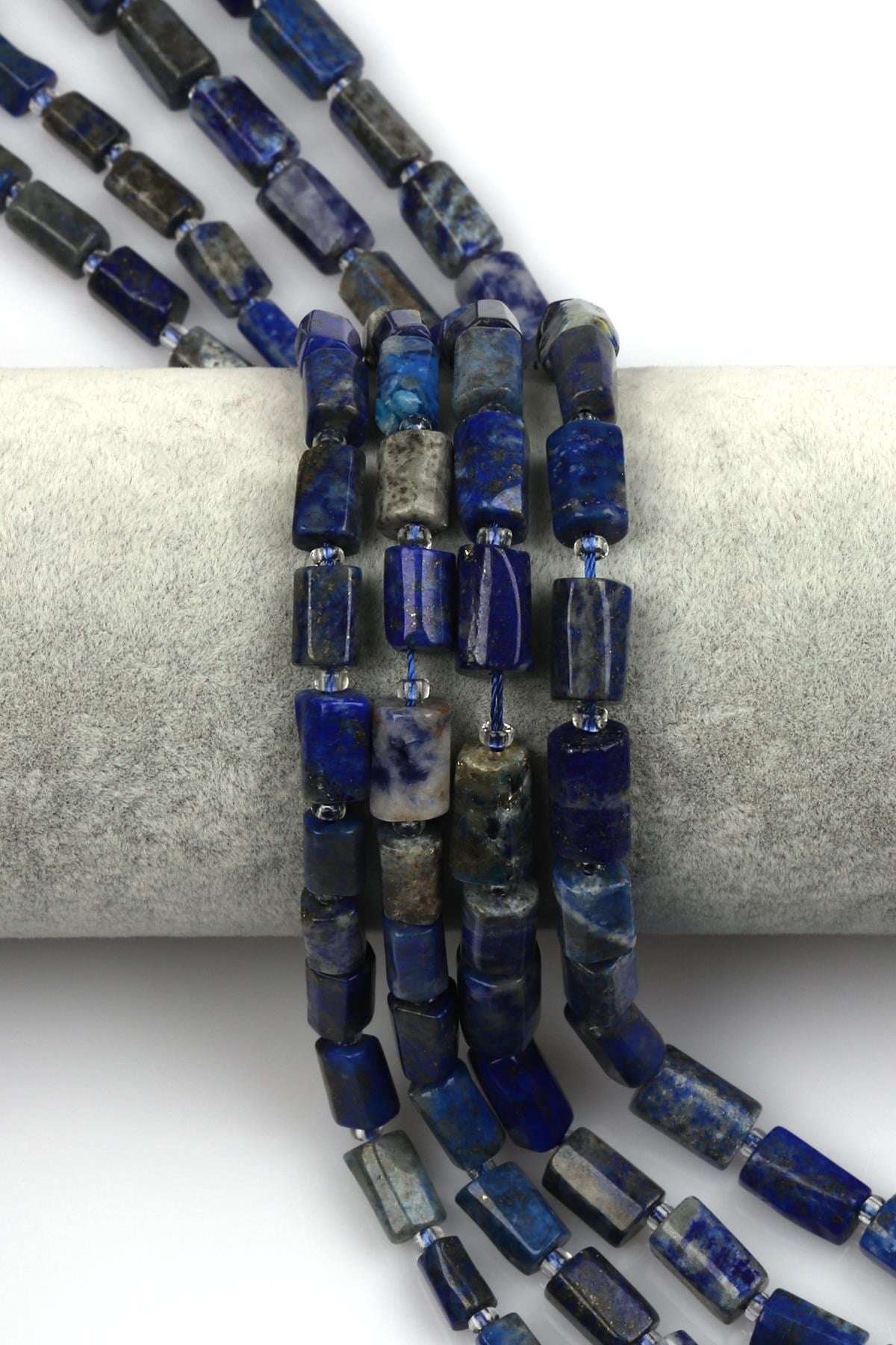 Lapis Lazuli Doğal Taş Dizi 7 x 12 mm Boru Kesim