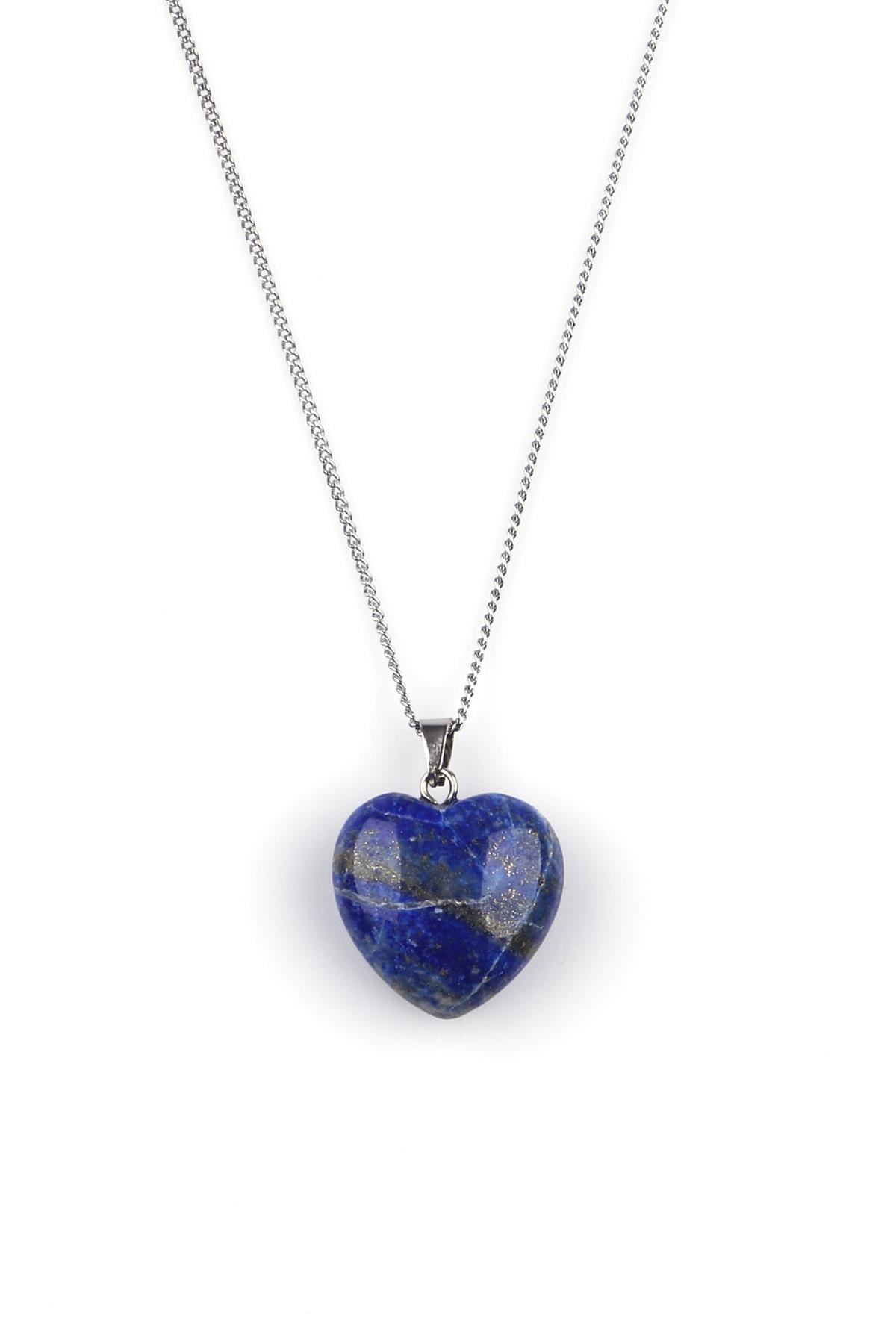 Lapis Lazuli Doğal Taş Kalp Model Kolye