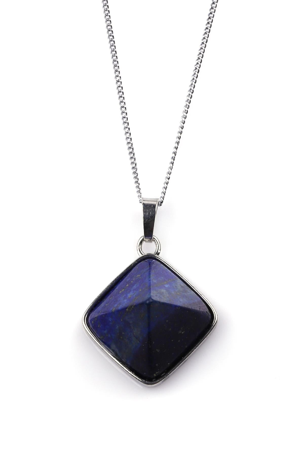 Lapis Lazuli Doğal Taş Piramit Model Kolye