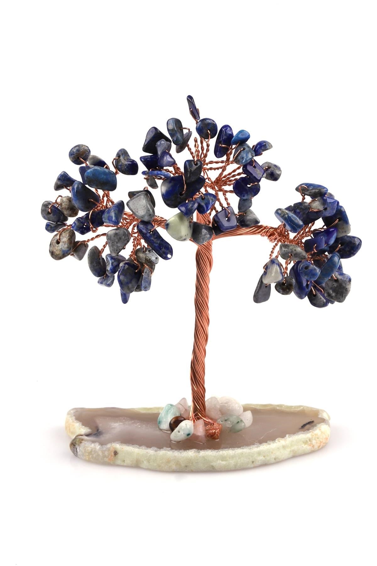 Lapis Lazuli Doğal Taş Tel Sarmalı Ağaç