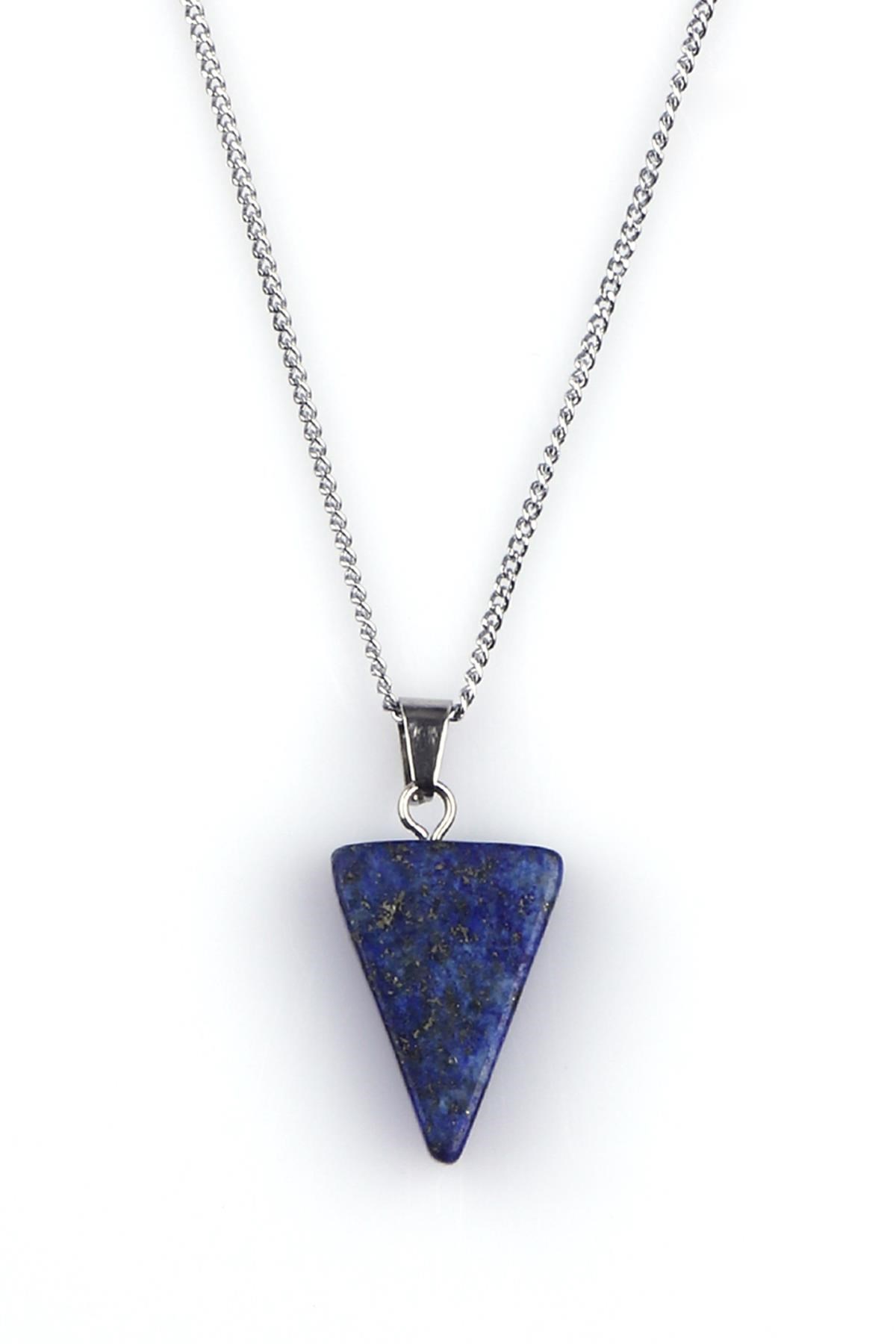 Lapis Lazuli Doğal Taş Üçgen Model Kolye