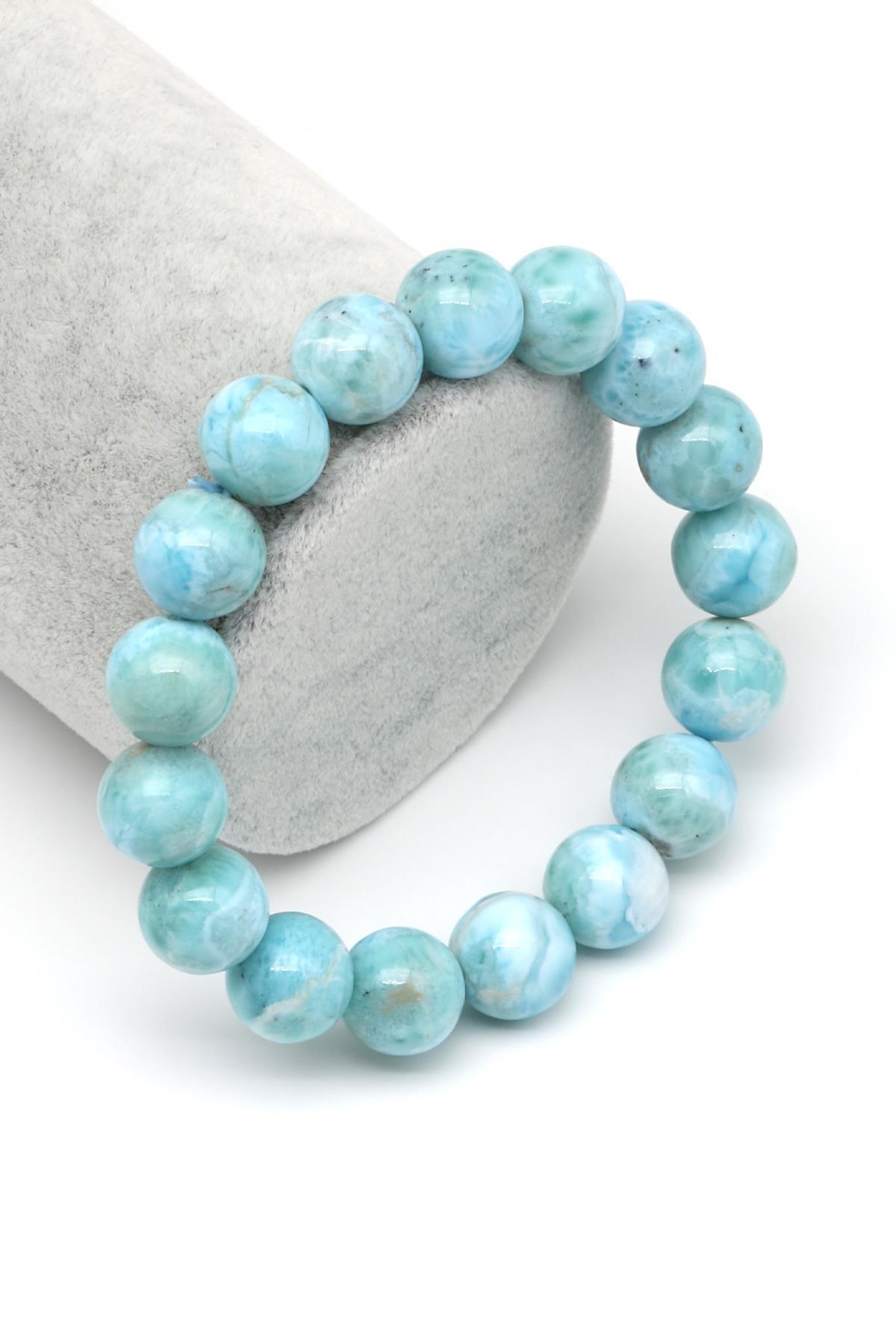 Larimar Doğal Taş Bileklik 11 mm Küre Kesim
