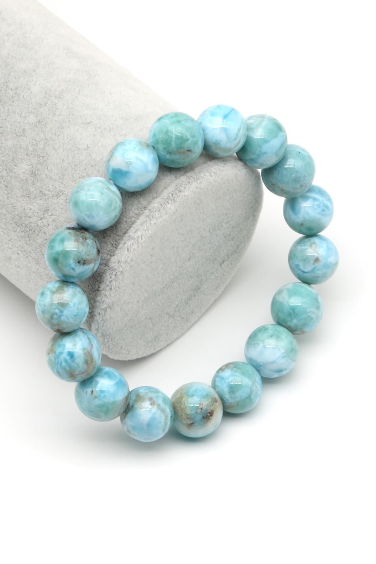 Larimar Doğal Taş Bileklik 12 mm Küre Kesim