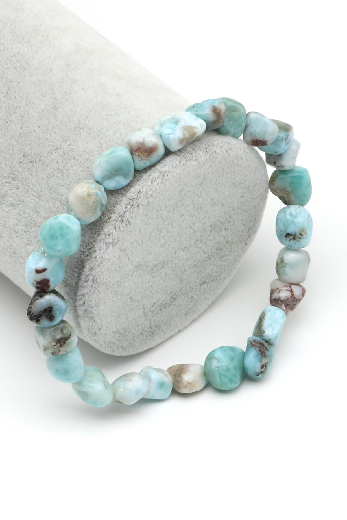 Larimar Doğal Taş Bileklik 6 x 8 mm Özel Kesim