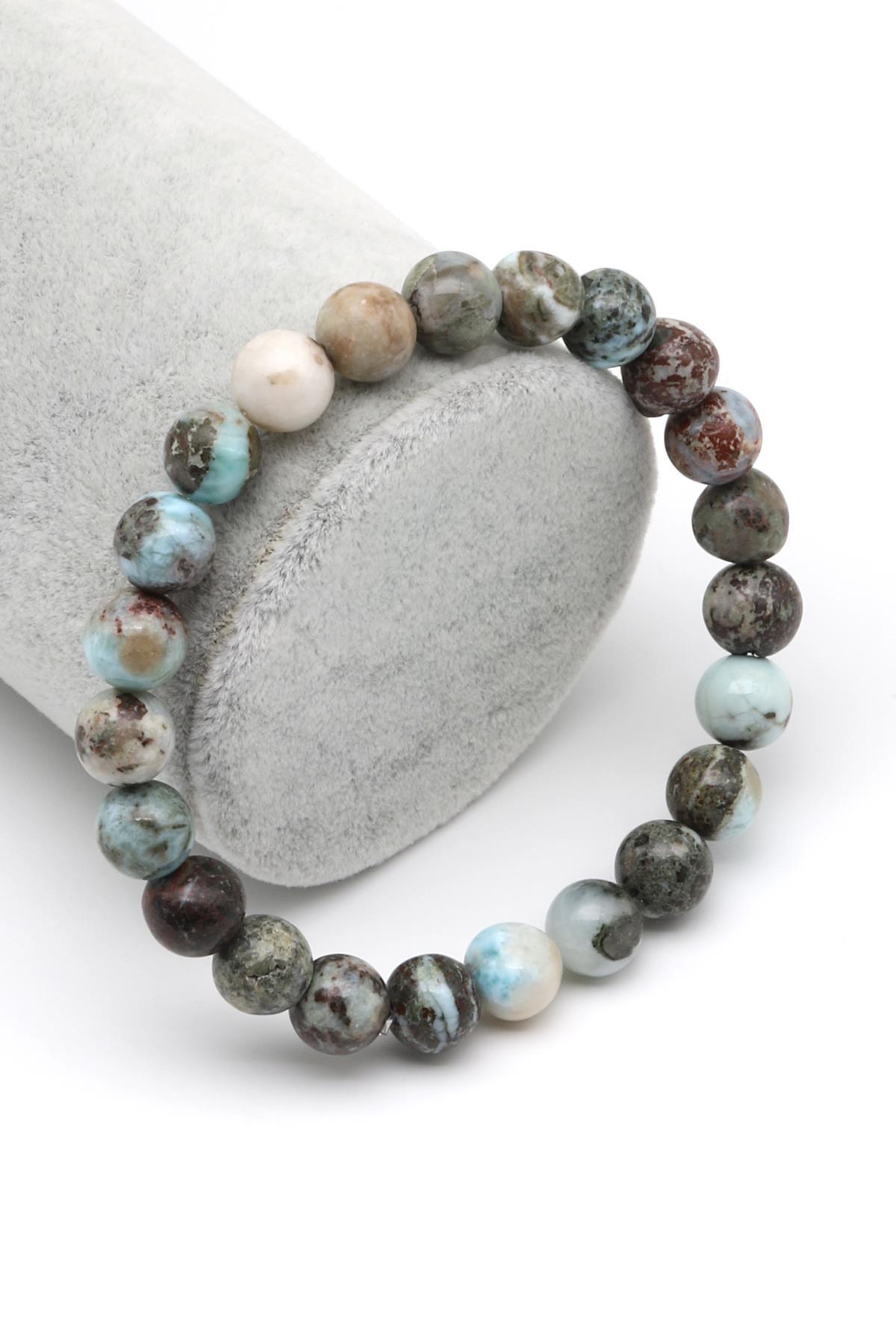 Larimar Doğal Taş Bileklik 8 mm Küre Kesim