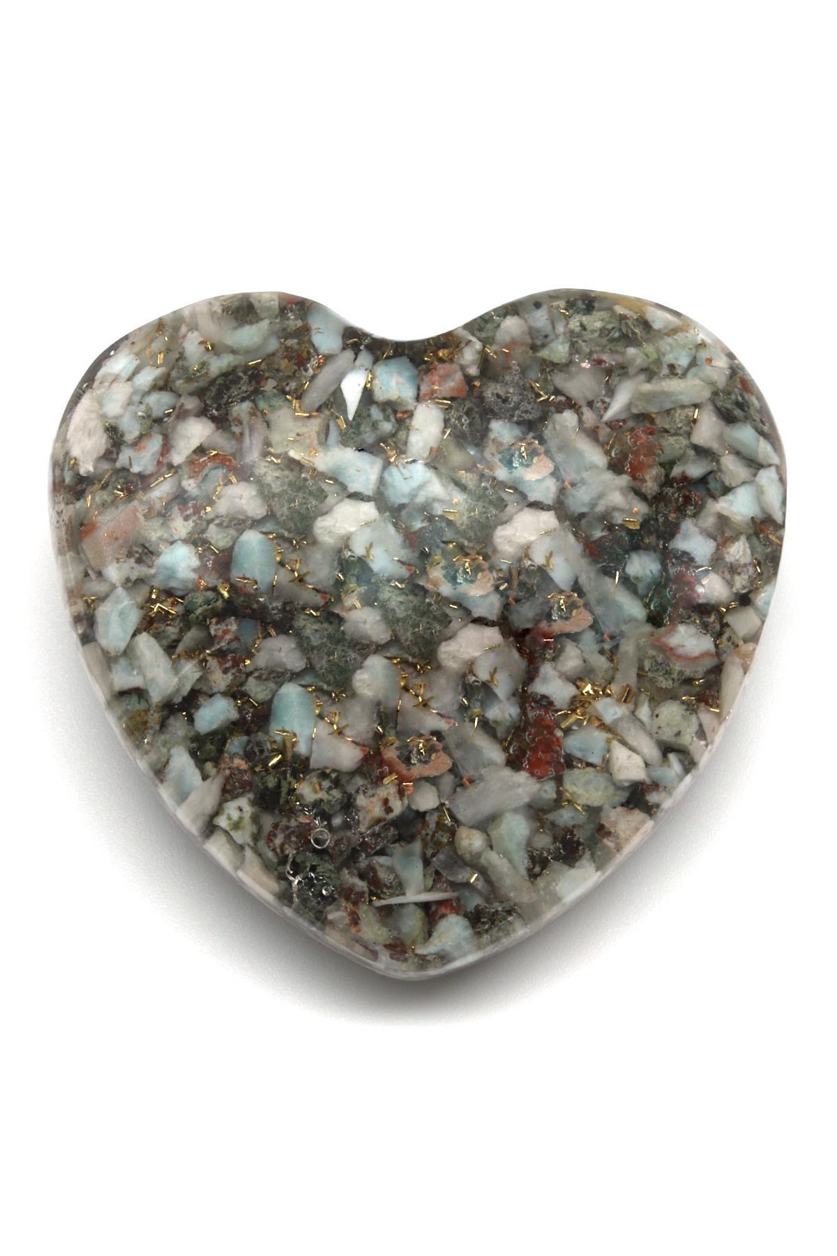 Larimar Taşından Orgonit Kalp