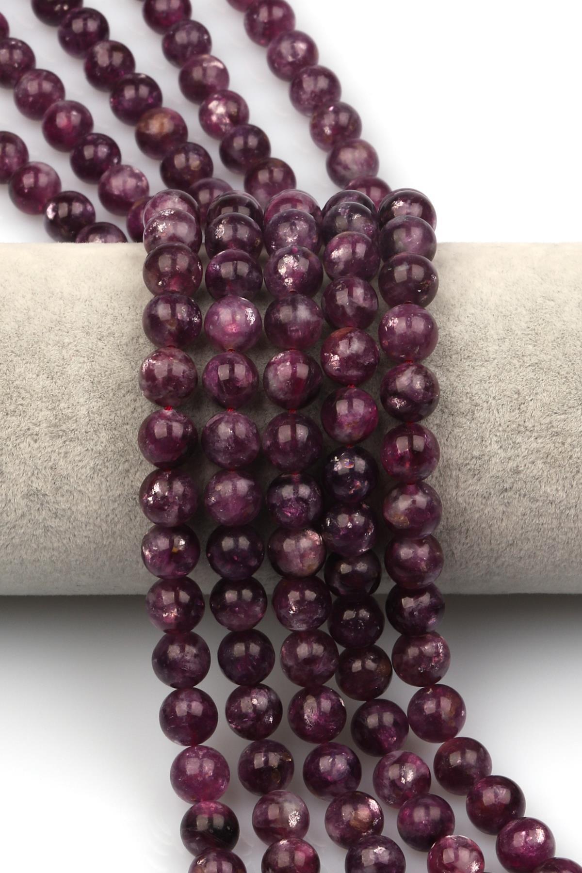 Lepidolit (AAA Kalite) Doğaltaş Dizi 8 mm Küre Kesim