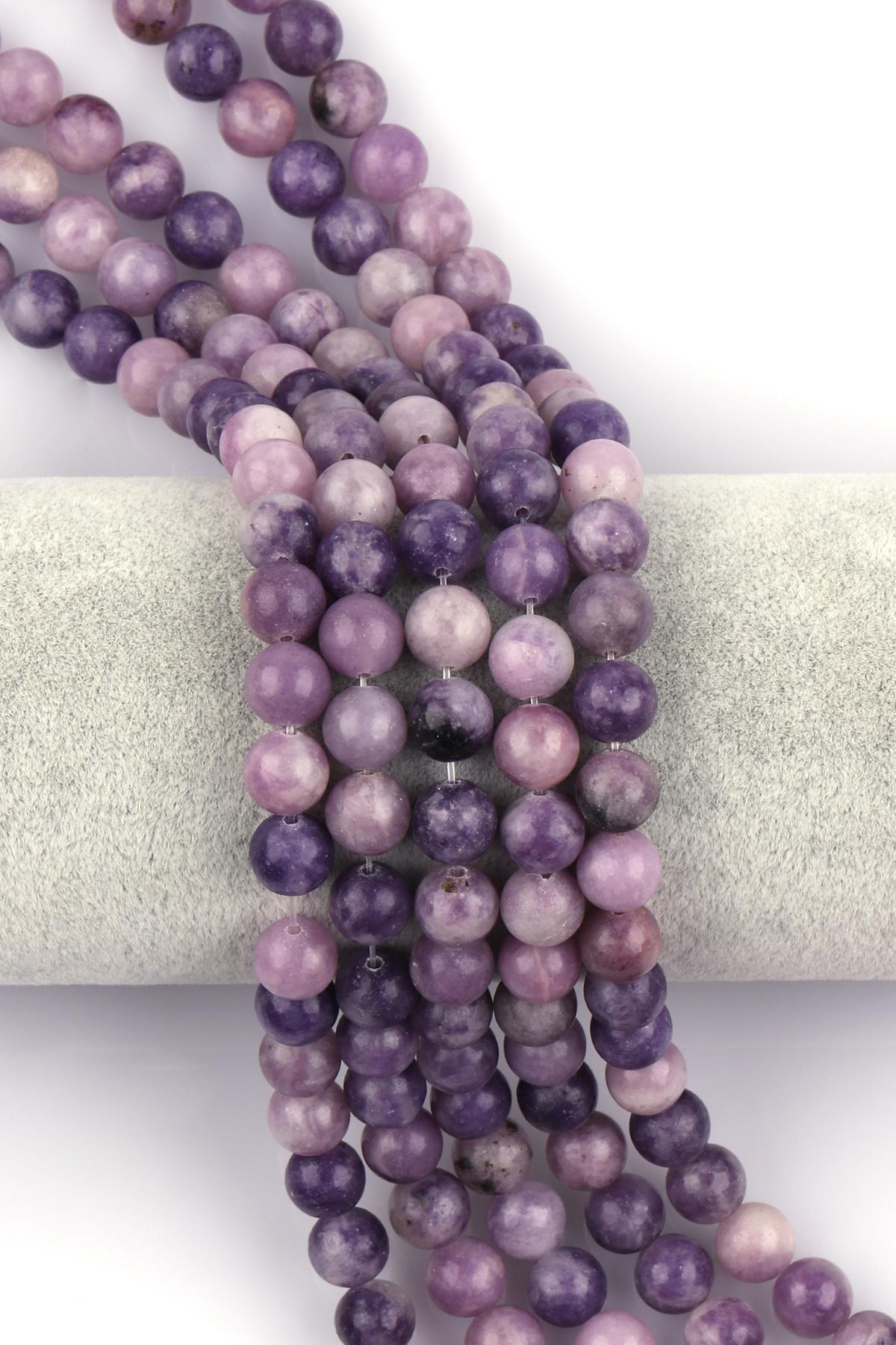 Lepidolit Doğal Taş Dizi 8 mm Küre Kesim