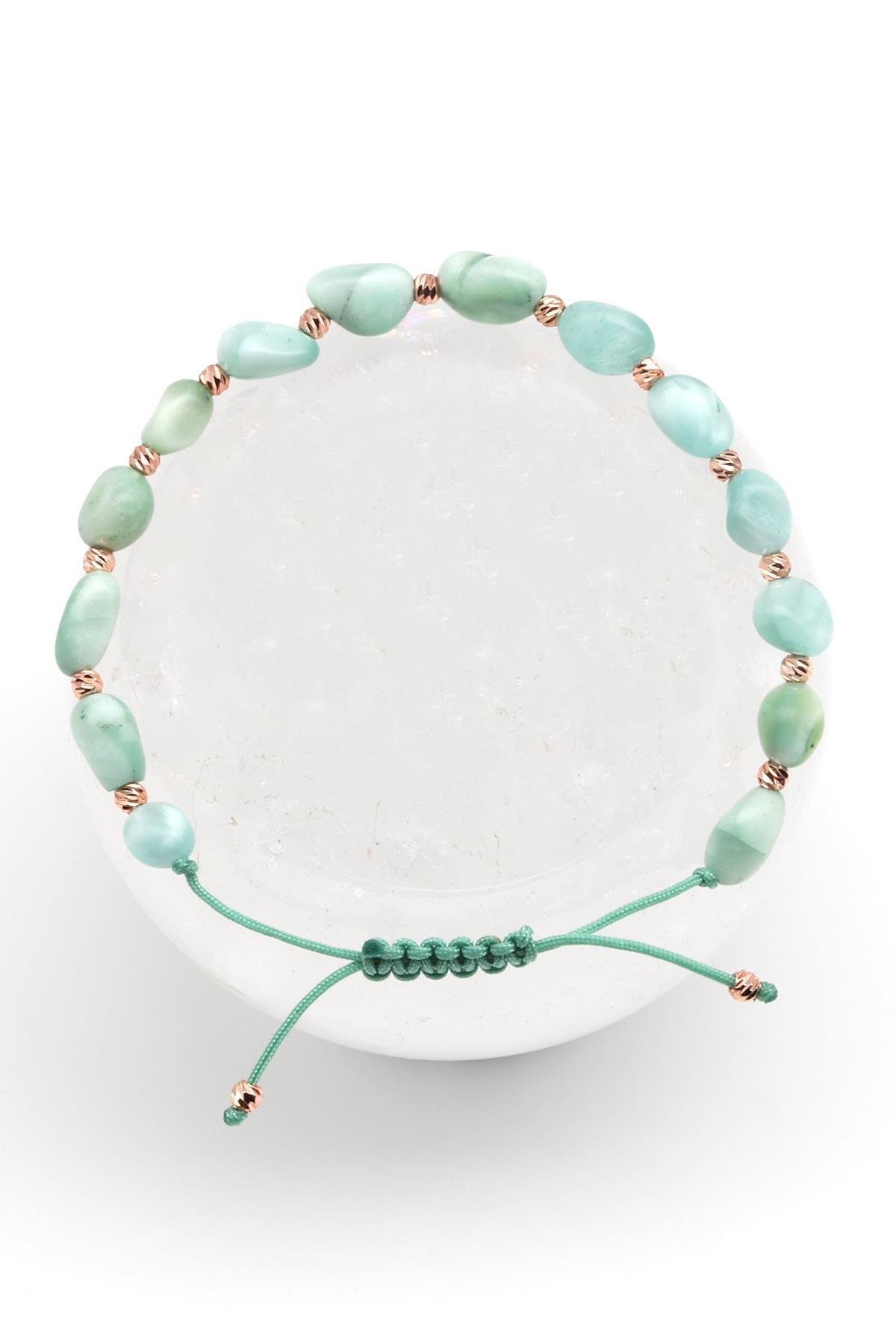 Lepidolit Doğal Taş Makrome Örme Bileklik Mercimek Kesim