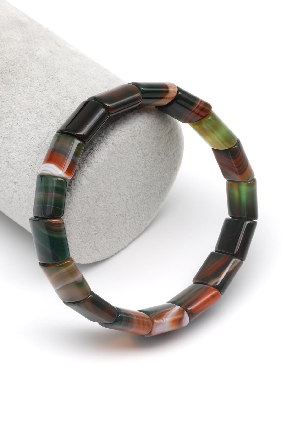 Madagaskar Akik Doğal Taş Bileklik 12 x 14 mm Özel Kesim