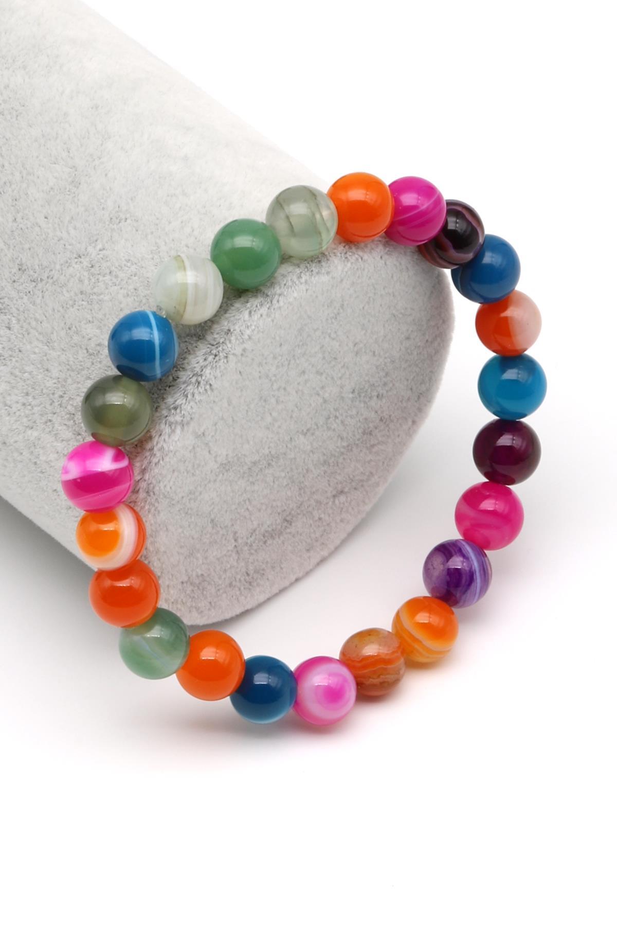 Madagaskar Akik Doğal Taş Bileklik 8 mm Küre Kesim