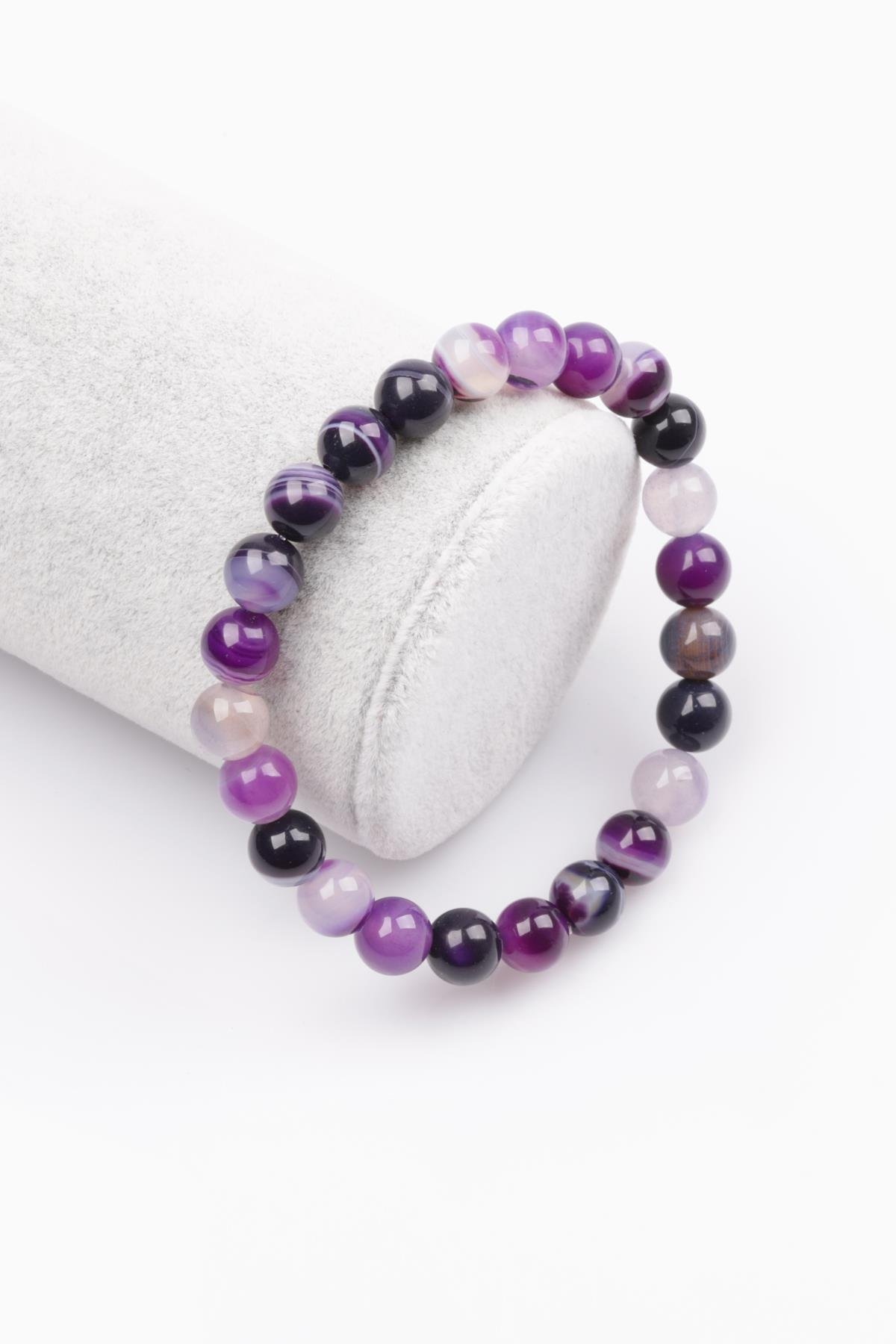 Madagaskar Akik Doğal Taş Bileklik 8 mm Küre Kesim