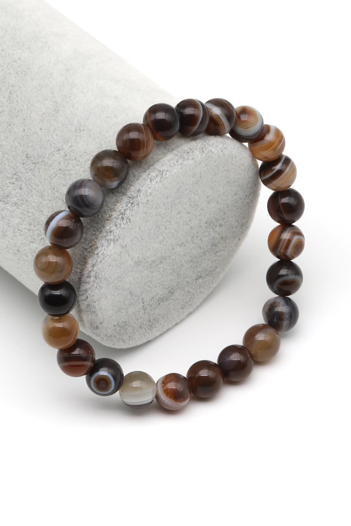 Madagaskar Akik Doğal Taş Bileklik 8 mm Küre Kesim