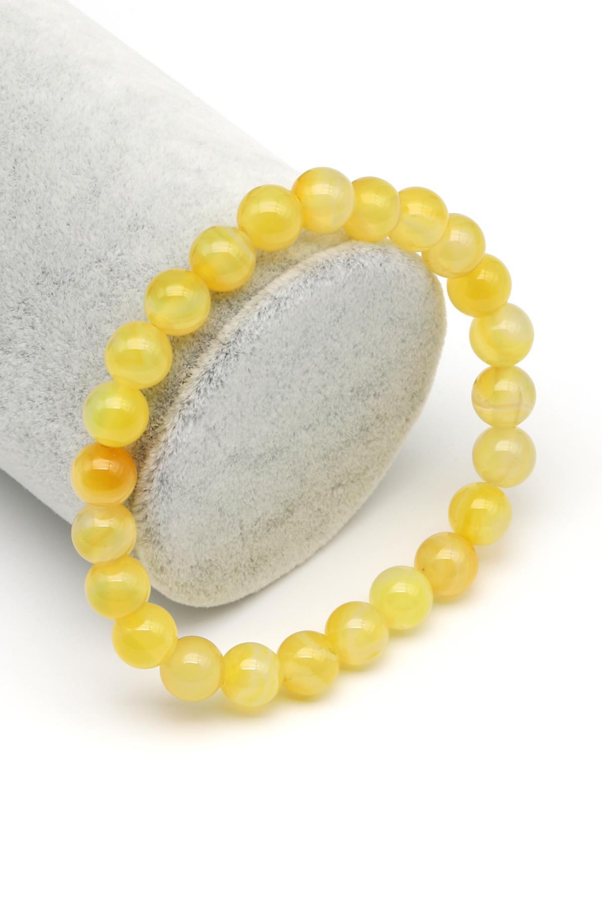 Madagaskar Akik Doğal Taş Bileklik 8 mm Küre Kesim