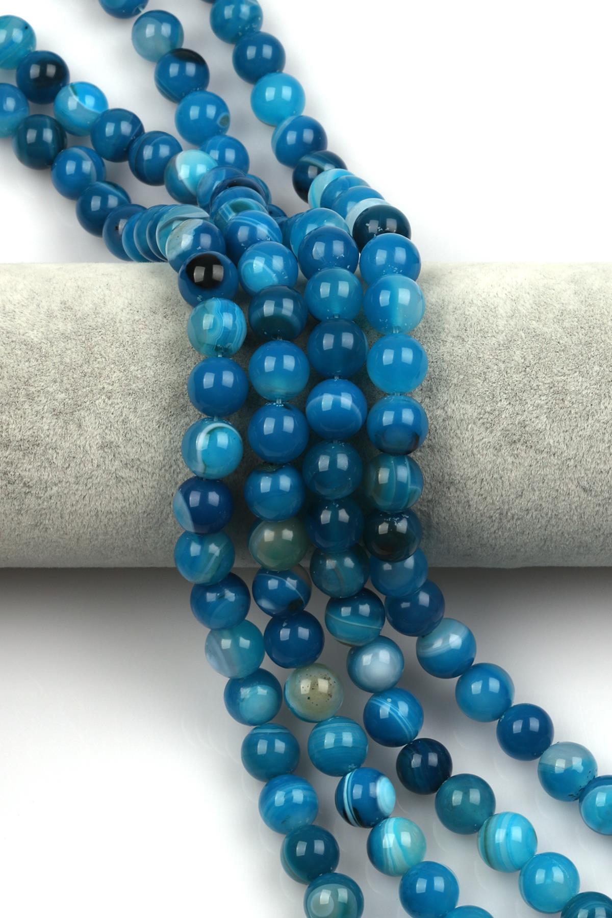 Madagaskar Akik Doğal Taş Dizi 10 mm Küre Kesim