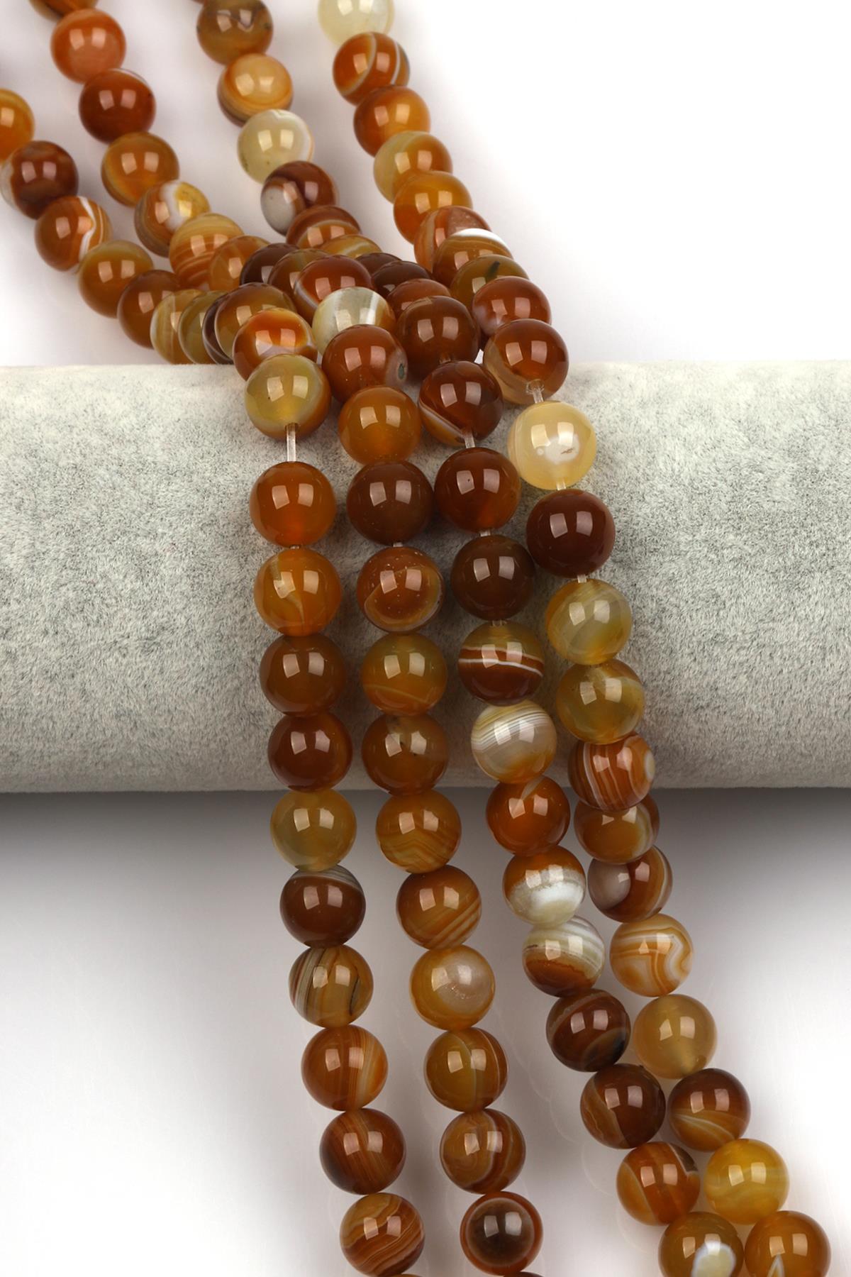 Madagaskar Akik Doğal Taş Dizi 10 mm Küre Kesim