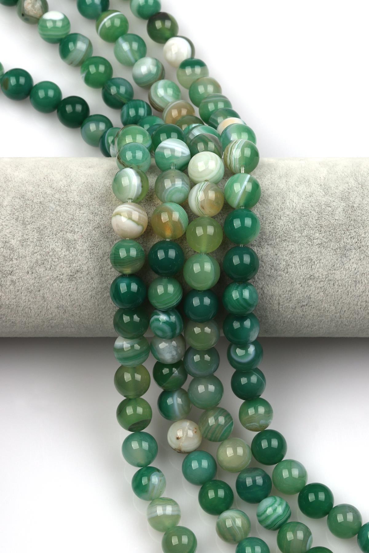 Madagaskar Akik Doğal Taş Dizi 10 mm Küre Kesim